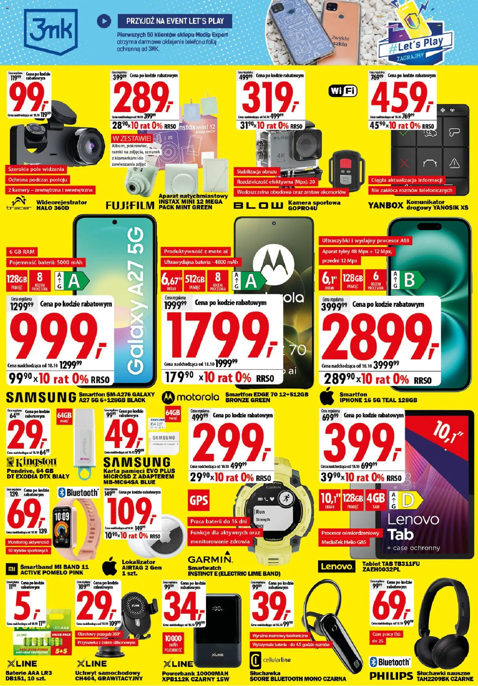 Pogląd gazetki "Mediaexpert promocje - Wielkie otwarcie Nowy Targ" ze sklepu Mediaexpert ważnej od 08.10.2026 - Smartwatch, Powerbank, Smartfon, Smartband, Karta, Kamera sportowa, Karta pamięci, Baterie