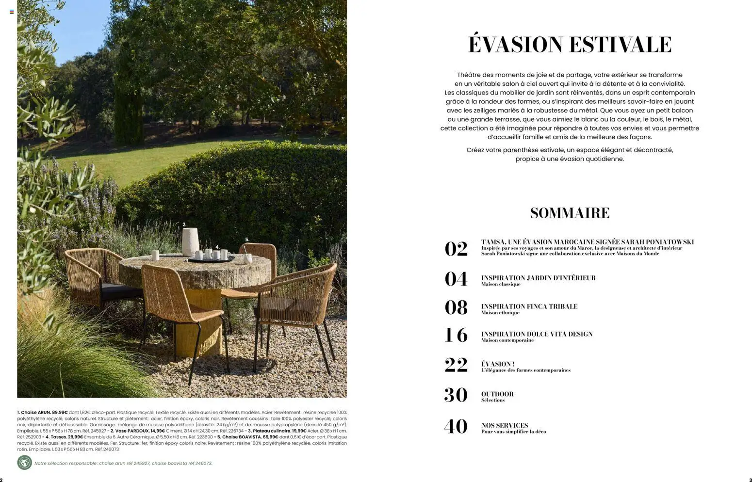 Prévisualisation de Maisons du Monde catalogue du magasin Maisons du Monde formulaire valide 02/09/2026 - Chaise, Vase, Mousse, Plateau, Mobilier de jardin, Jardin d'interieur