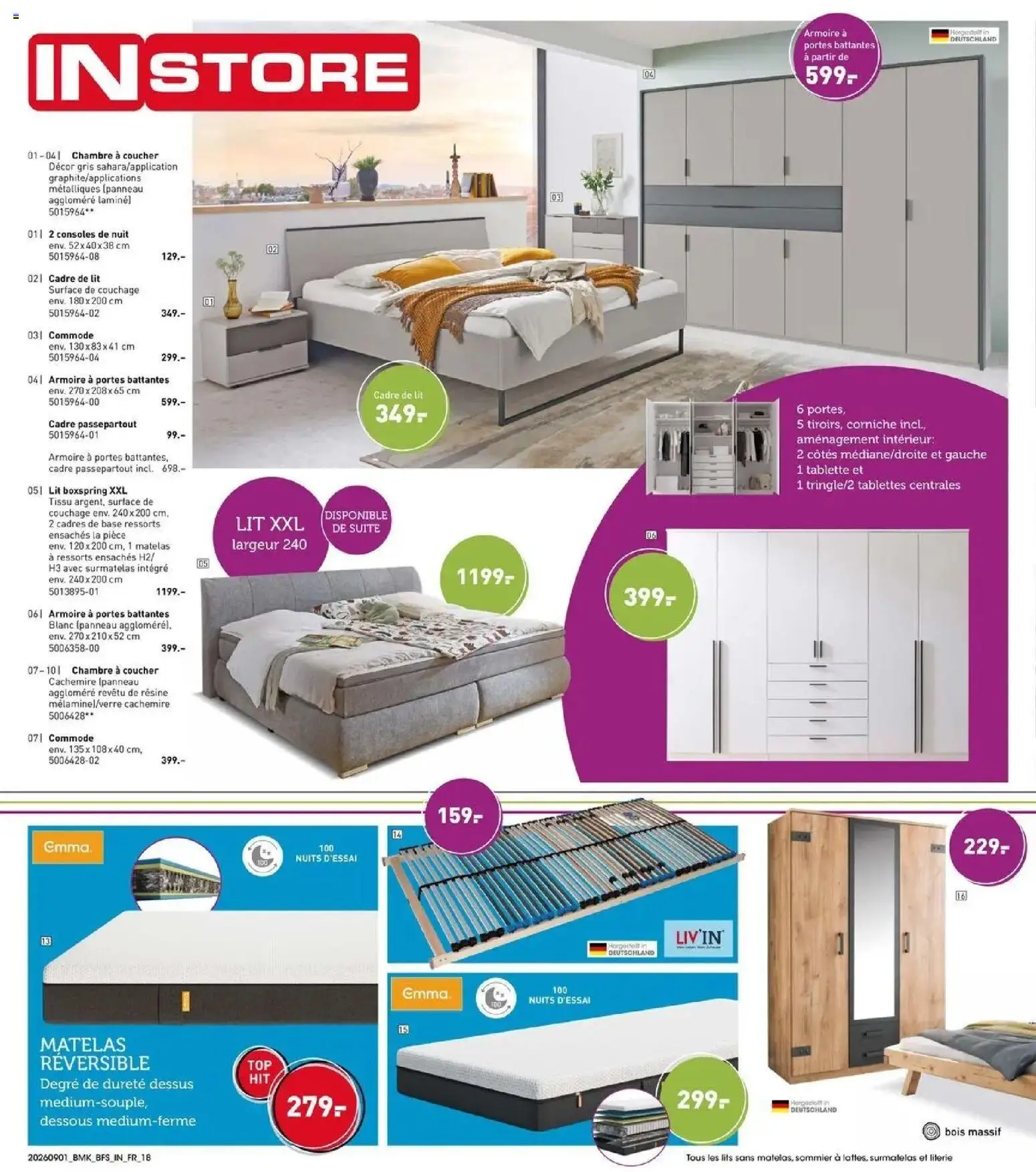 Prévisualisation de Möbel Martin: Offres hebdomadaires du magasin Möbel Martin formulaire valide 01/09/2026 - Store, Lit, Commode, Surmatelas, Sommier, Literie, Base, Portes
