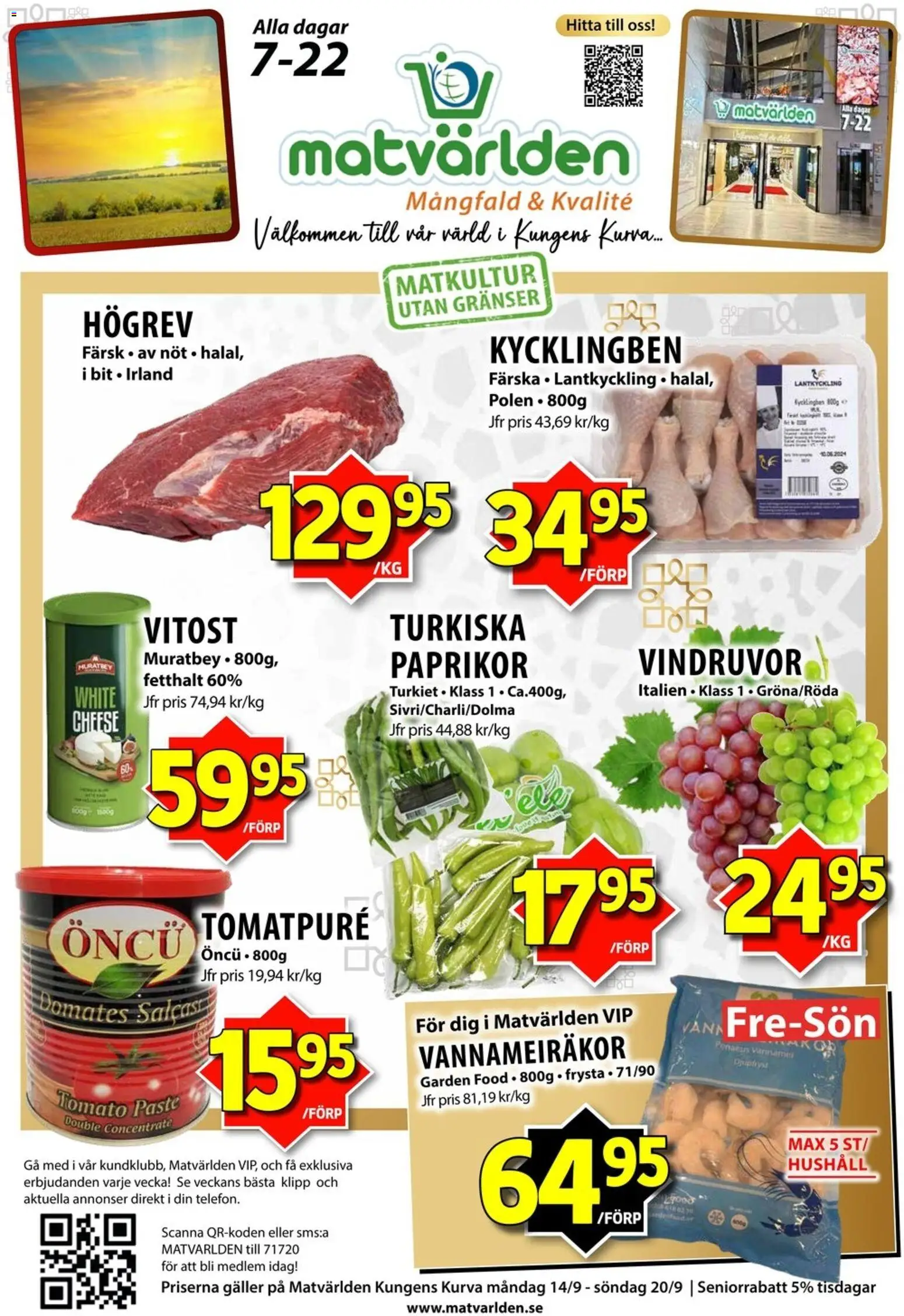 Förhandsgranska reklamblad Matvärlden erbjudanden från butik Matvärlden gäller från 14/09/2026
