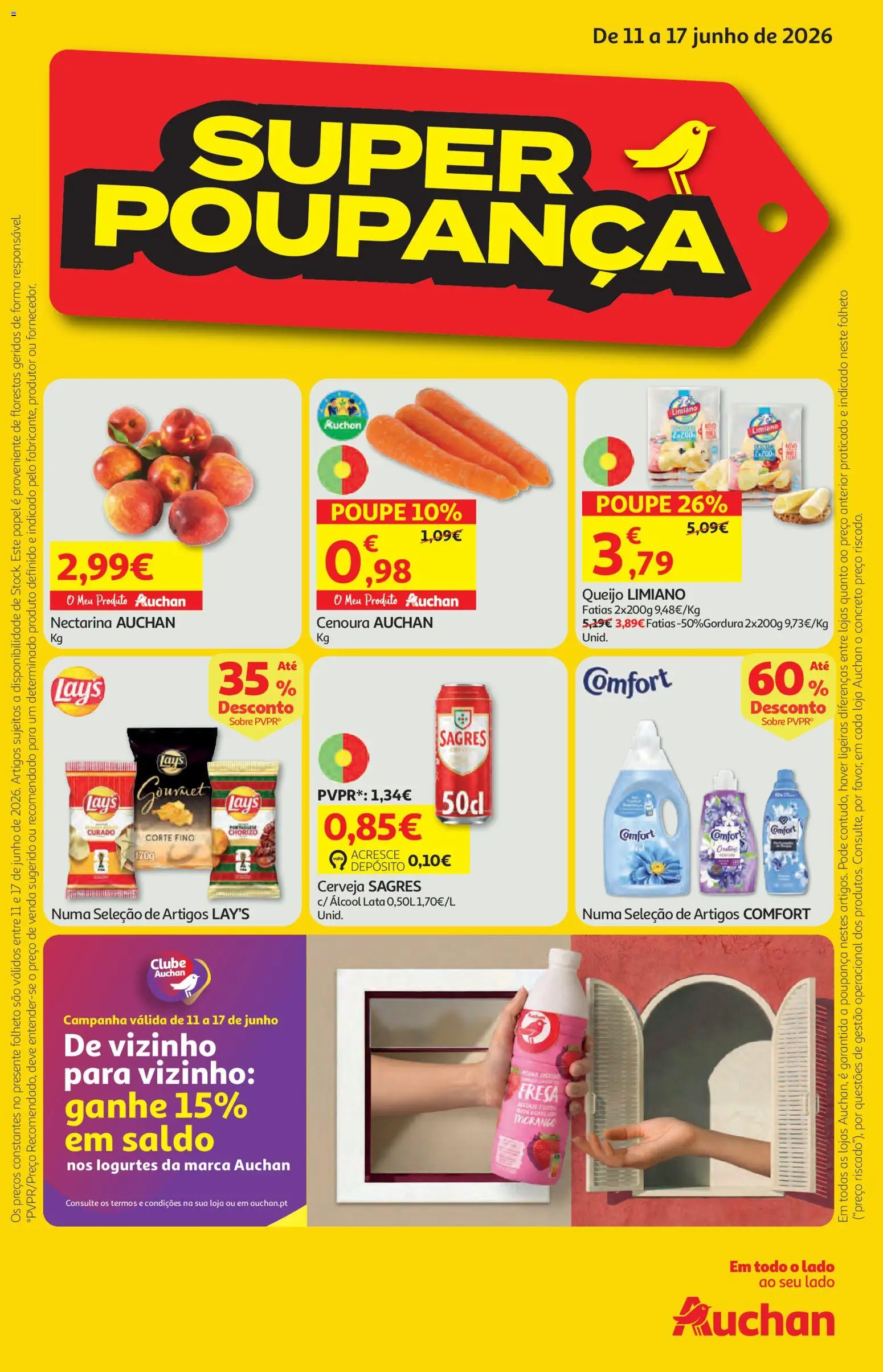 Pré-visualização do folheto da loja Auchan válida a partir de 11/06/2026 - Cerveja, Álcool, Queijo, Cenoura