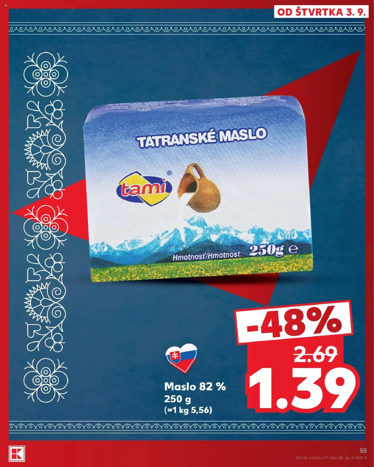 Náhľad Kaufland letáku platného od 03.09.2026 - Maslo, Tatranské maslo
