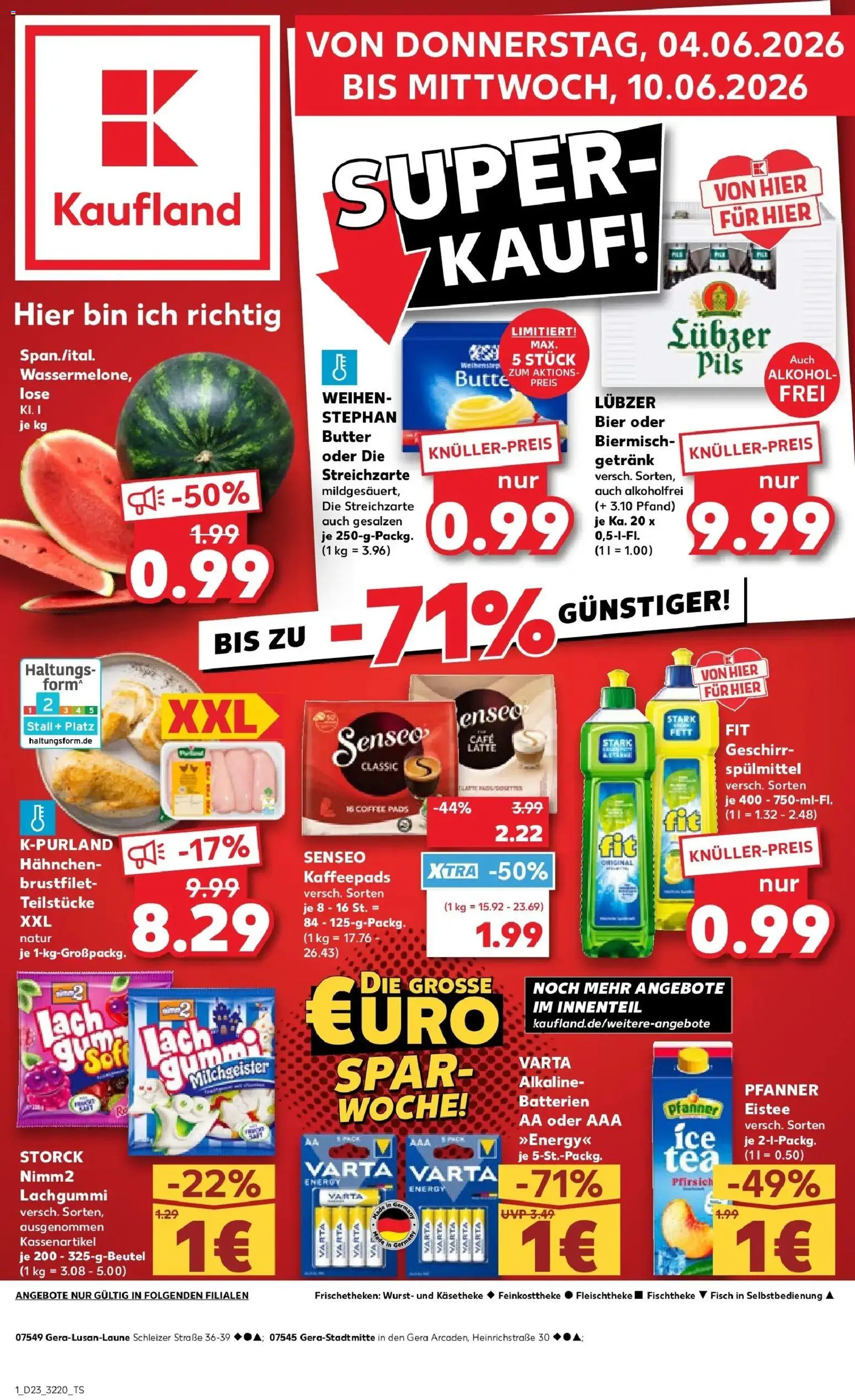 Vorschau von dem Prospekt des Geschäftes Kaufland, gültig ab dem 04.06.2026 - Butter, Bier, Wurst, Alkohol, Pfirsich, Senseo, Kaffeepads, Lubzer