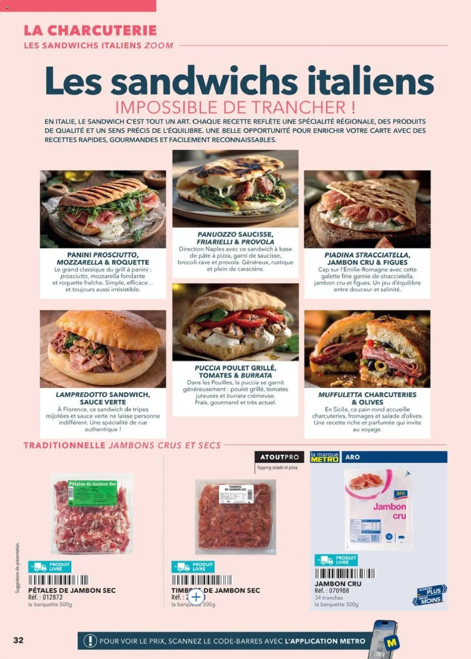 Prévisualisation de METRO - Guide Italie du magasin METRO formulaire valide 28/05/2026 - Sandwich, Poulet, Charcuterie, Panini, Pain, Pâte, Tomates, Roquette