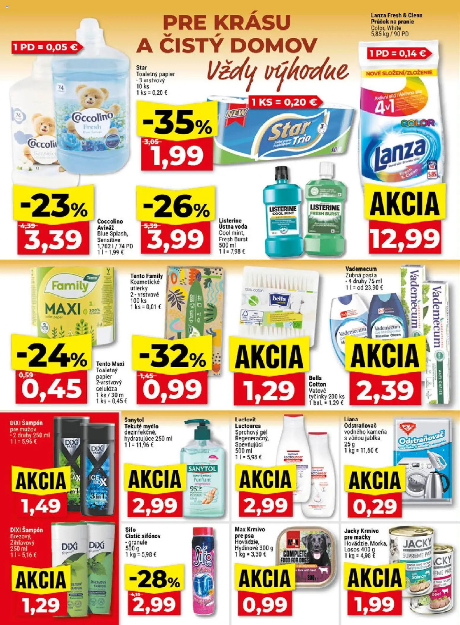 Náhľad Klas letáku platného od 07.09.2026 - Toaletný papier, Listerine, Šampón, Coccolino, Lactovit, Granule, Utierky, Sprchový gél