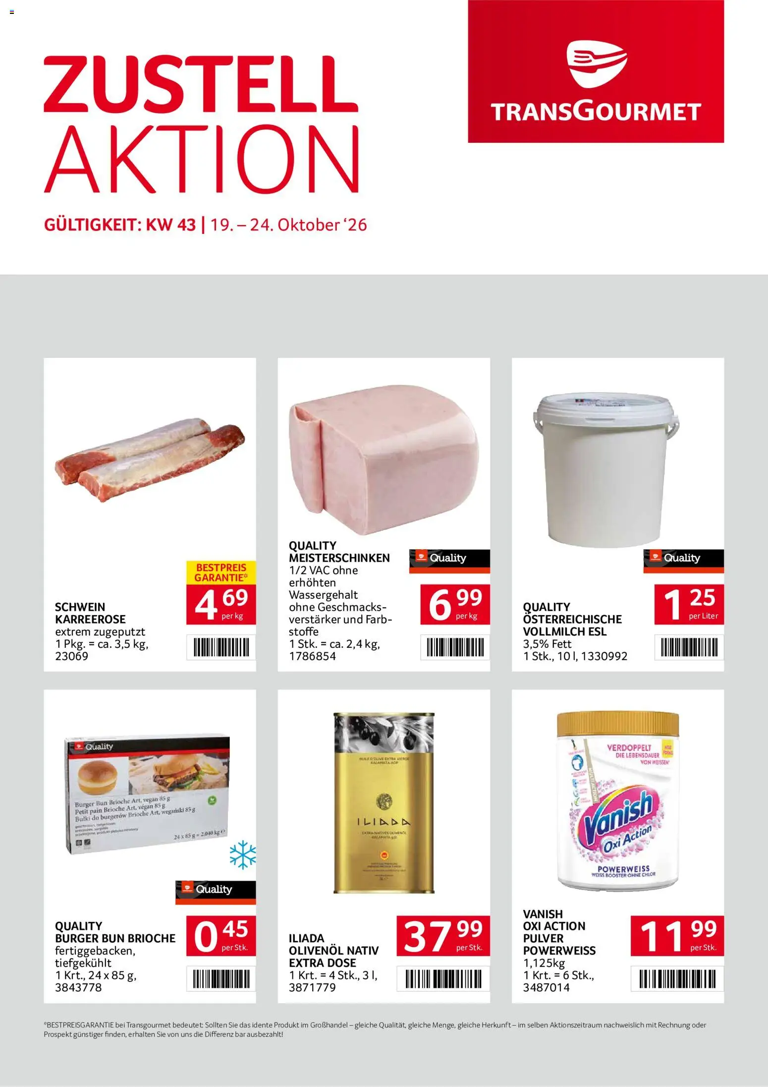 Vorschau der Angebote: Transgourmet Transgourmet Flugblatt gültig ab 19.10.2026 - Burger, Brioche, Vollmilch