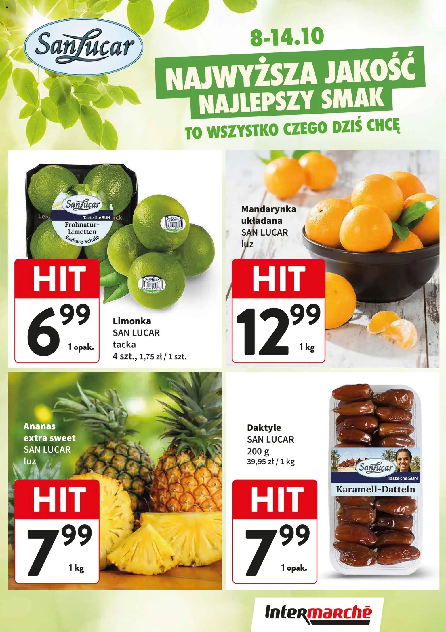 Pogląd gazetki "Intermarche gazetka - Świeży Hit" ze sklepu Intermarche ważnej od 08.10.2026 - Daktyle, Ananas, Limonka