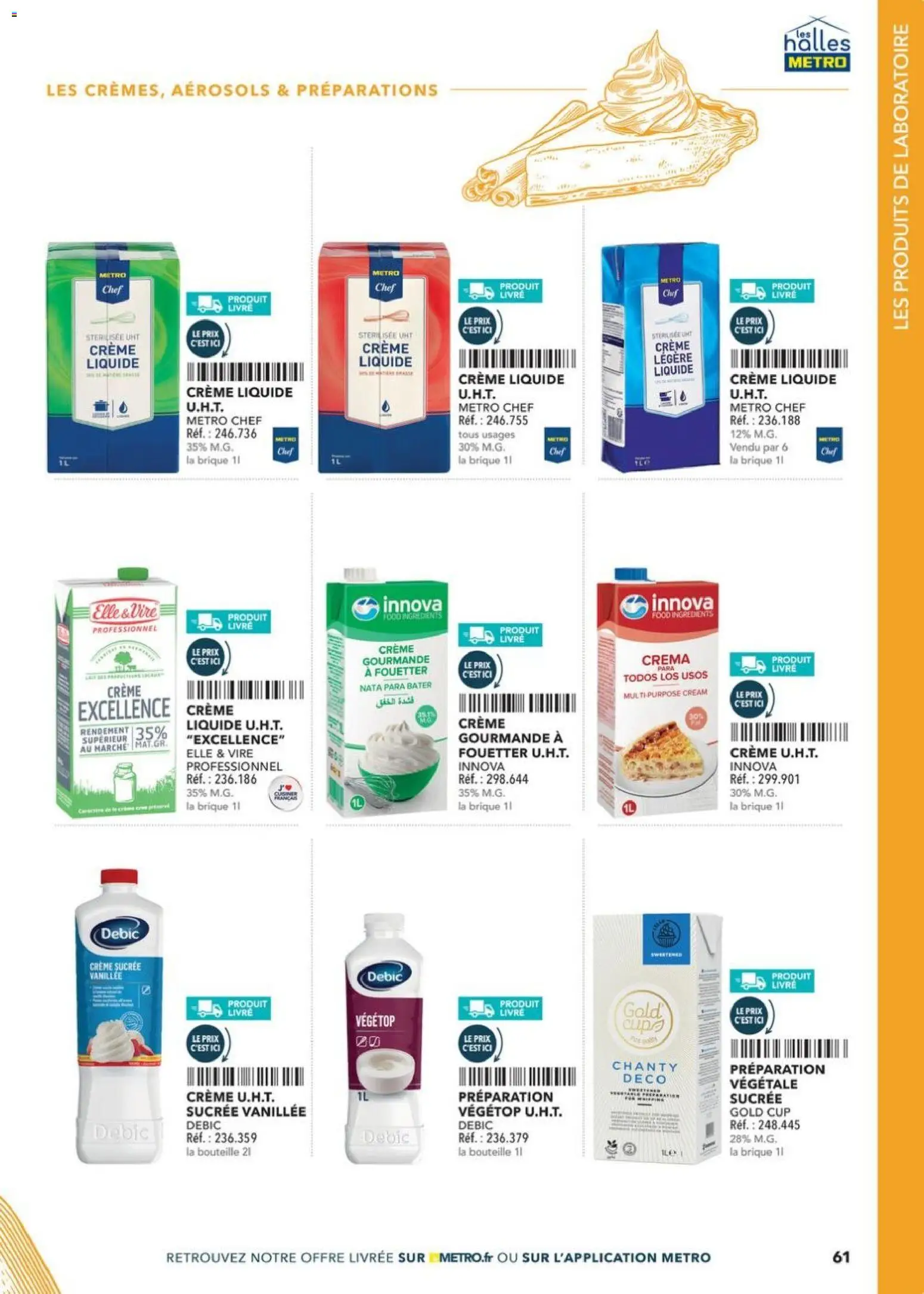 Prévisualisation de Boulangers Pâtissiers du magasin METRO formulaire valide 30/04/2026 - Livre, Crème, Crème liquide, Brique, Bouteille, Ingrédients