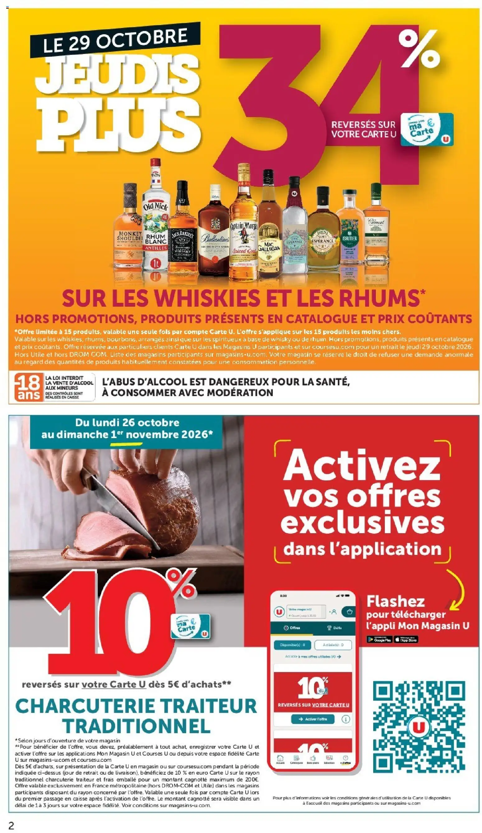 Prévisualisation de U Express - Les prix bas de la semaine du magasin U Express formulaire valide 27/10/2026 - Whisky, Charcuterie, Rhum, Base, Monkey shoulder
