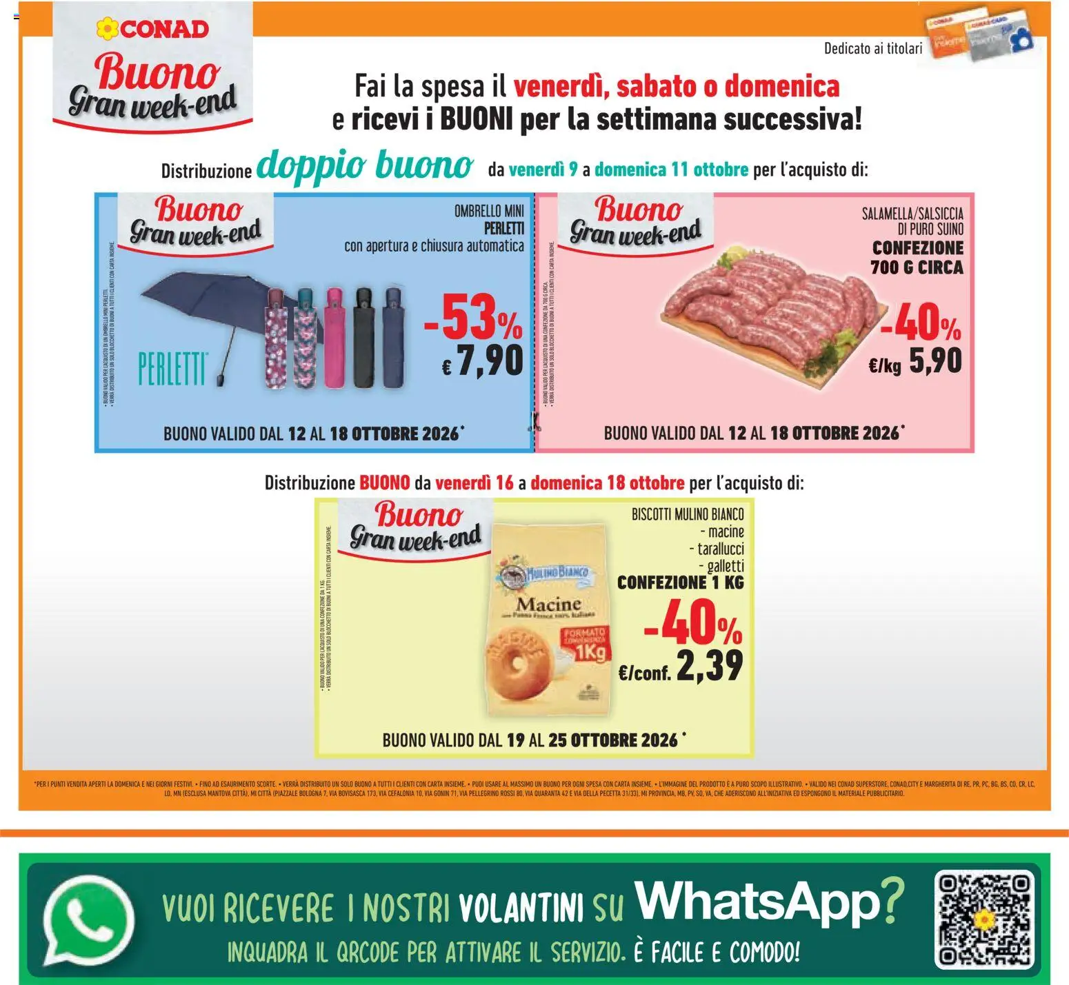 Anteprima dell'opuscolo Conad volantino Superstore Lombardia dal negozio Conad valido da 07/10/2026 - Biscotti, Suino, Ombrello