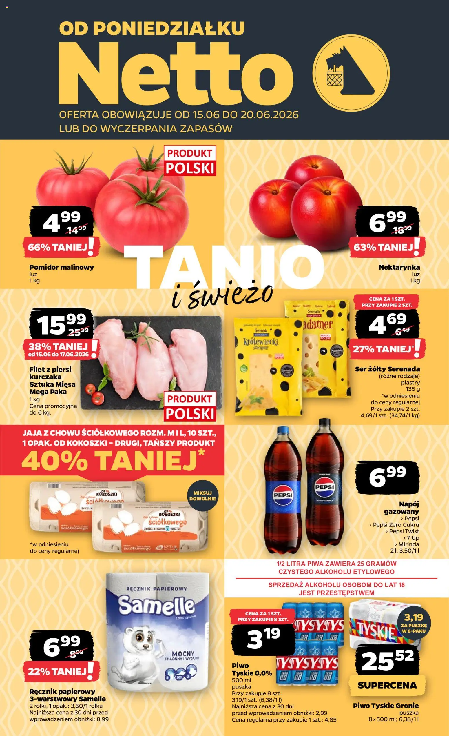 Pogląd gazetki "Netto gazetka od poniedziałku spożywcza" ze sklepu Netto ważnej od 15.06.2026