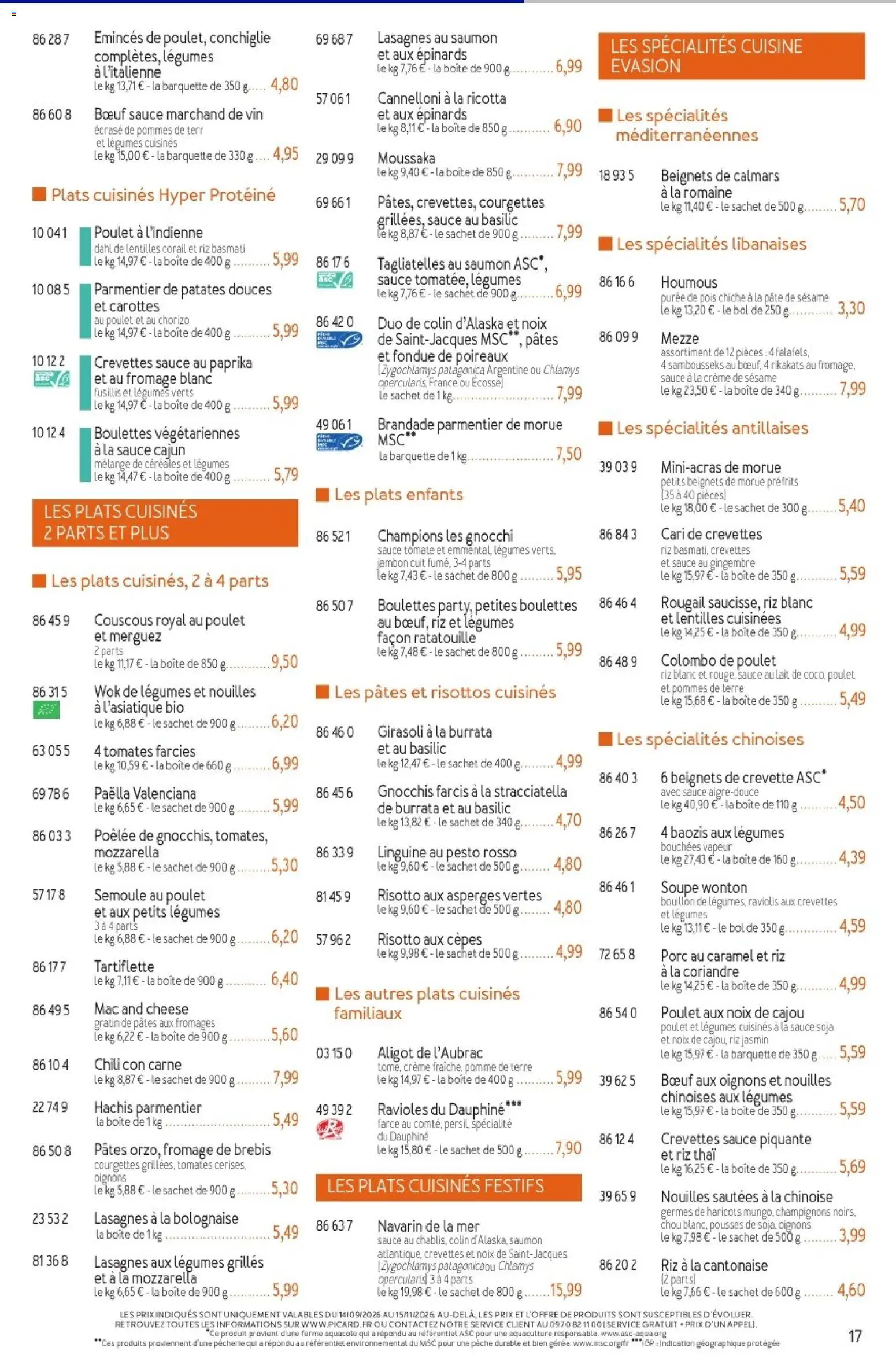 Prévisualisation de Picard - Catalogue Trimestriel du magasin Picard formulaire valide 14/09/2026 - Chili con carne, Cannelloni, Pêche, Lentilles corail, Épinards, Riz, Asperges vertes, Plats cuisinés