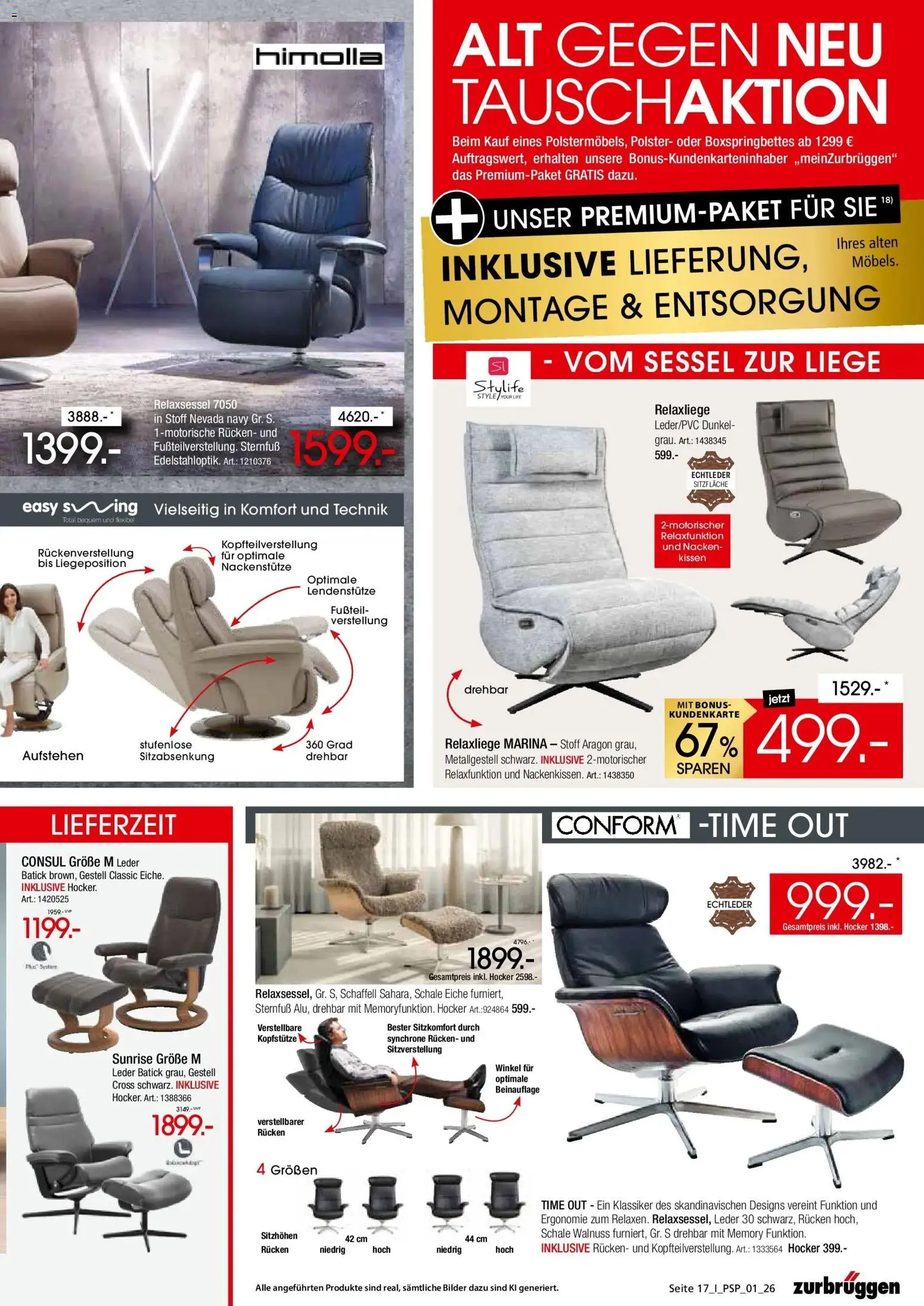 Vorschau von dem Prospekt des Geschäftes Zurbrüggen, gültig ab dem 26.10.2026 - Bilder, Sessel, Relaxsessel, Kissen, Hocker, Liege, Relaxliege