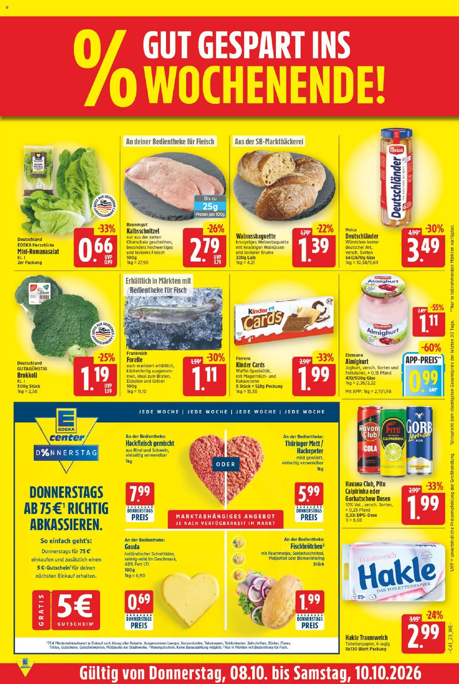Vorschau von dem Prospekt des Geschäftes E center, gültig ab dem 05.10.2026 - Fisch, Brokkoli, Toilettenpapier, Fleisch, Hackfleisch, Gouda, Meica, Bauerngut