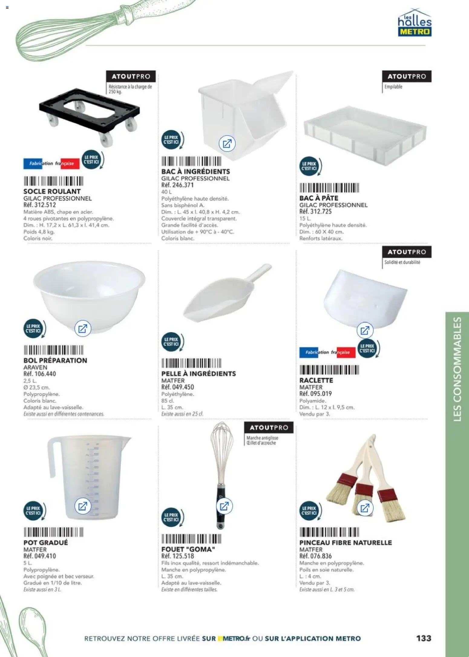 Prévisualisation de Boulangers Pâtissiers du magasin METRO formulaire valide 30/04/2026 - Raclette, Pâte, Bol, Poids, Pelle, Pinceau, Couvercle, Ingrédients