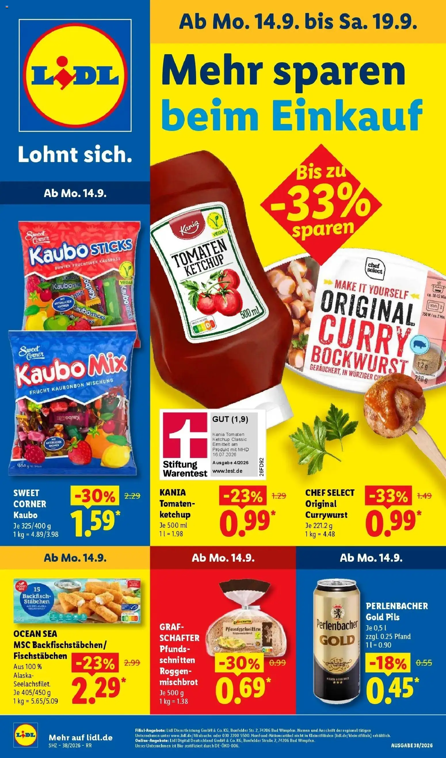 Vorschau von dem Prospekt des Geschäftes Lidl, gültig ab dem 14.09.2026