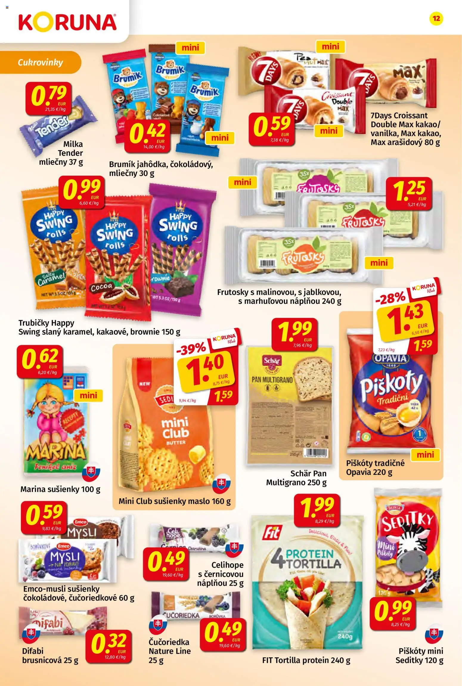 Náhľad Koruna letáku platného od 09.10.2026 - Maslo, Protein, Croissant, Milka, Cukrovinky, Trubičky, Sušienky, Piškóty