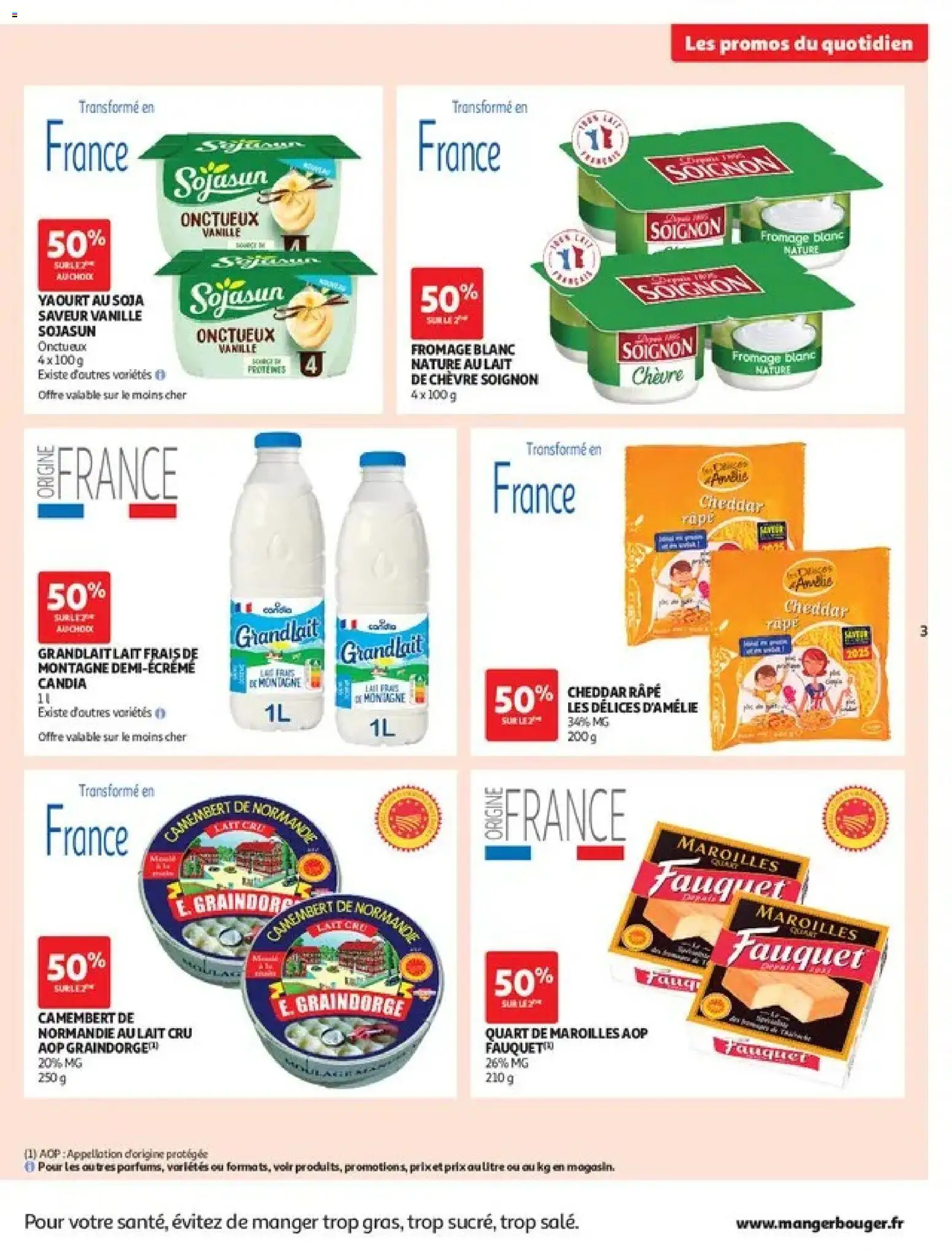 Prévisualisation de Auchan - Les promos du moment du magasin Auchan formulaire valide 27/10/2026 - Fromage, Lait, Vanille, Camembert, Lait de chèvre, Râpe, Fromage blanc nature, Cheddar râpé