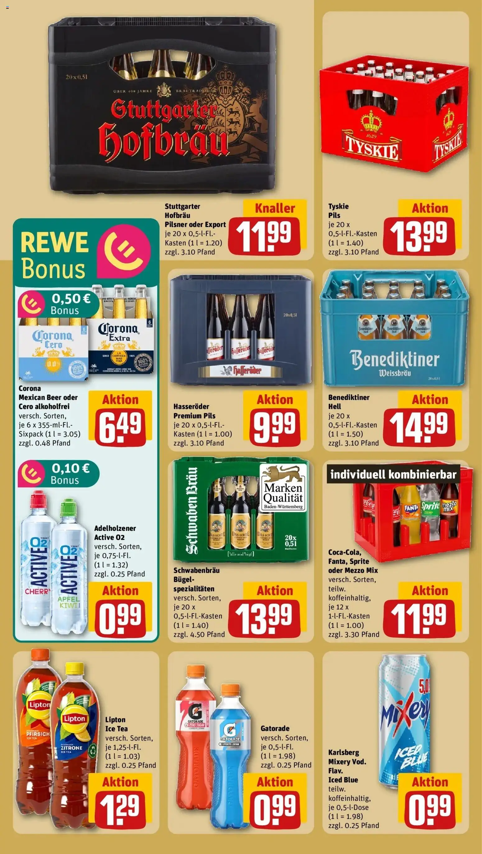 Vorschau von dem Prospekt des Geschäftes Rewe, gültig ab dem 05.04.2026 - Äpfel, Pfirsich, Sprite, Mezzo mix, Hasseröder, Tyskie, Benediktiner hell, Oder mezzo mix
