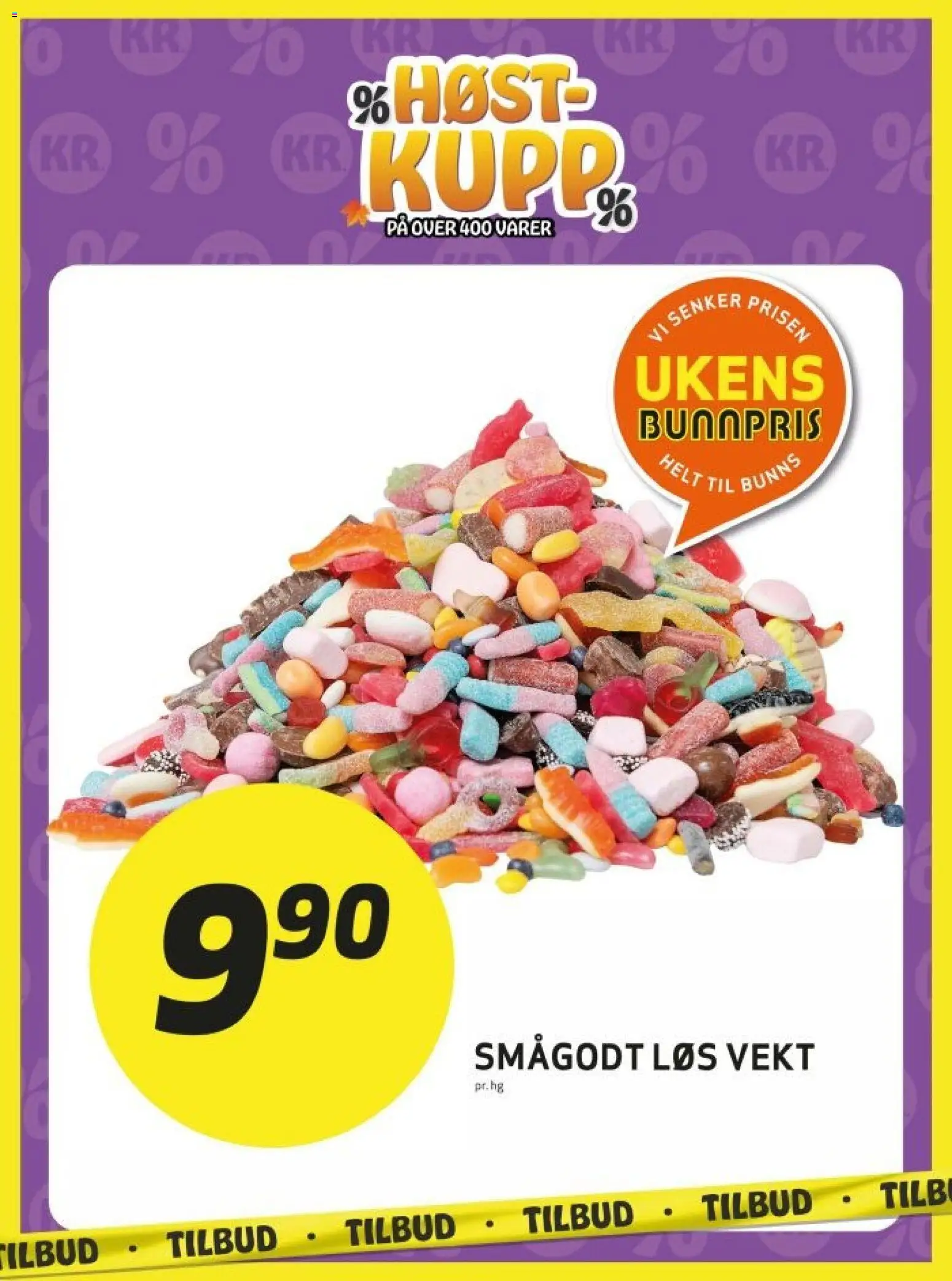 Forhåndsvis Bunnpris kundeavis hŏst-kupp fra butikk Bunnpris gyldig fra 01/10/2026 - Smågodt, Vekt