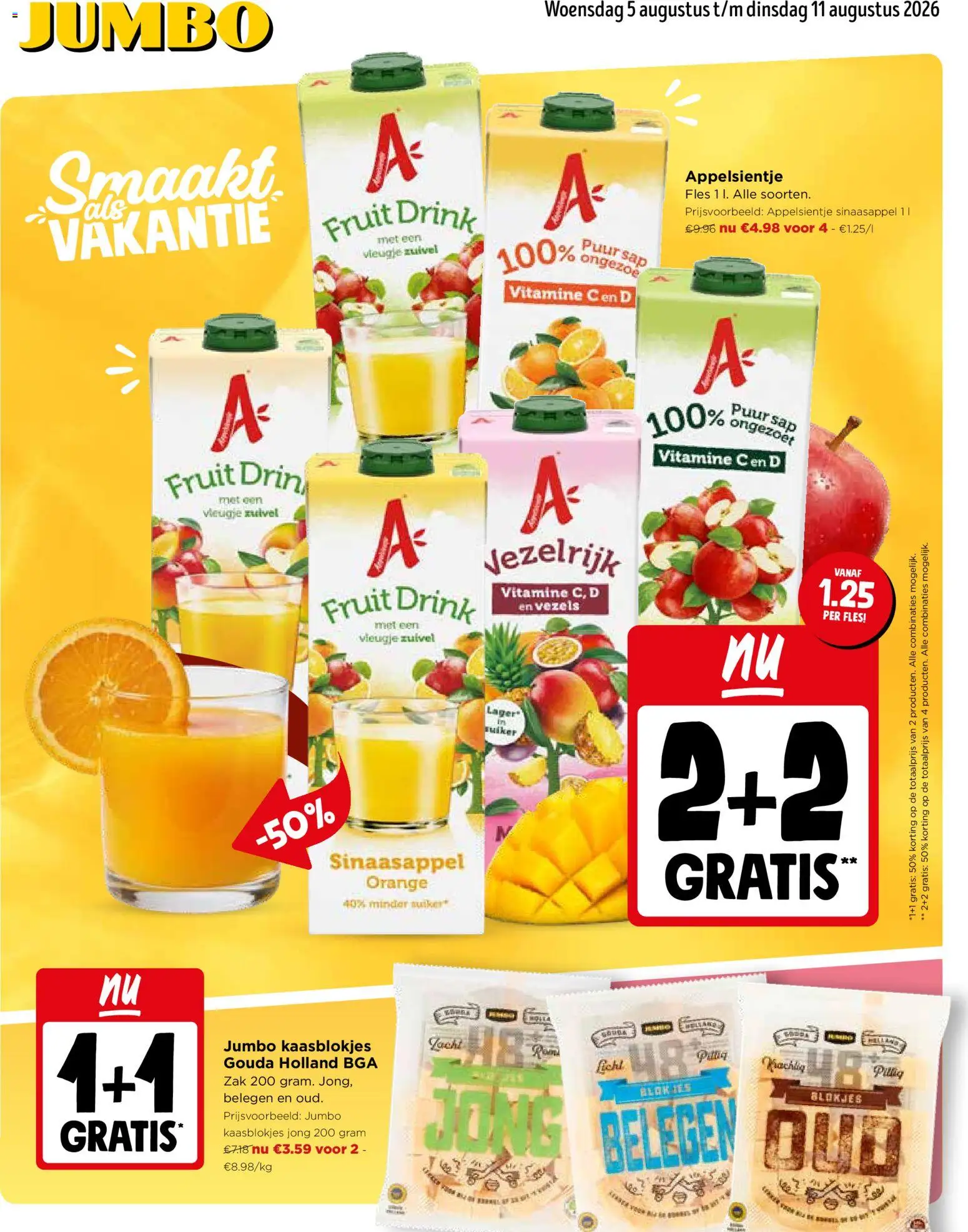 Voorbeeld van JUMBO Folder / Publicité van winkel JUMBO geldig vanaf 05/08/2026 - Fruit, Sap, Gouda, Suiker, Zak, Zuivel, Fles