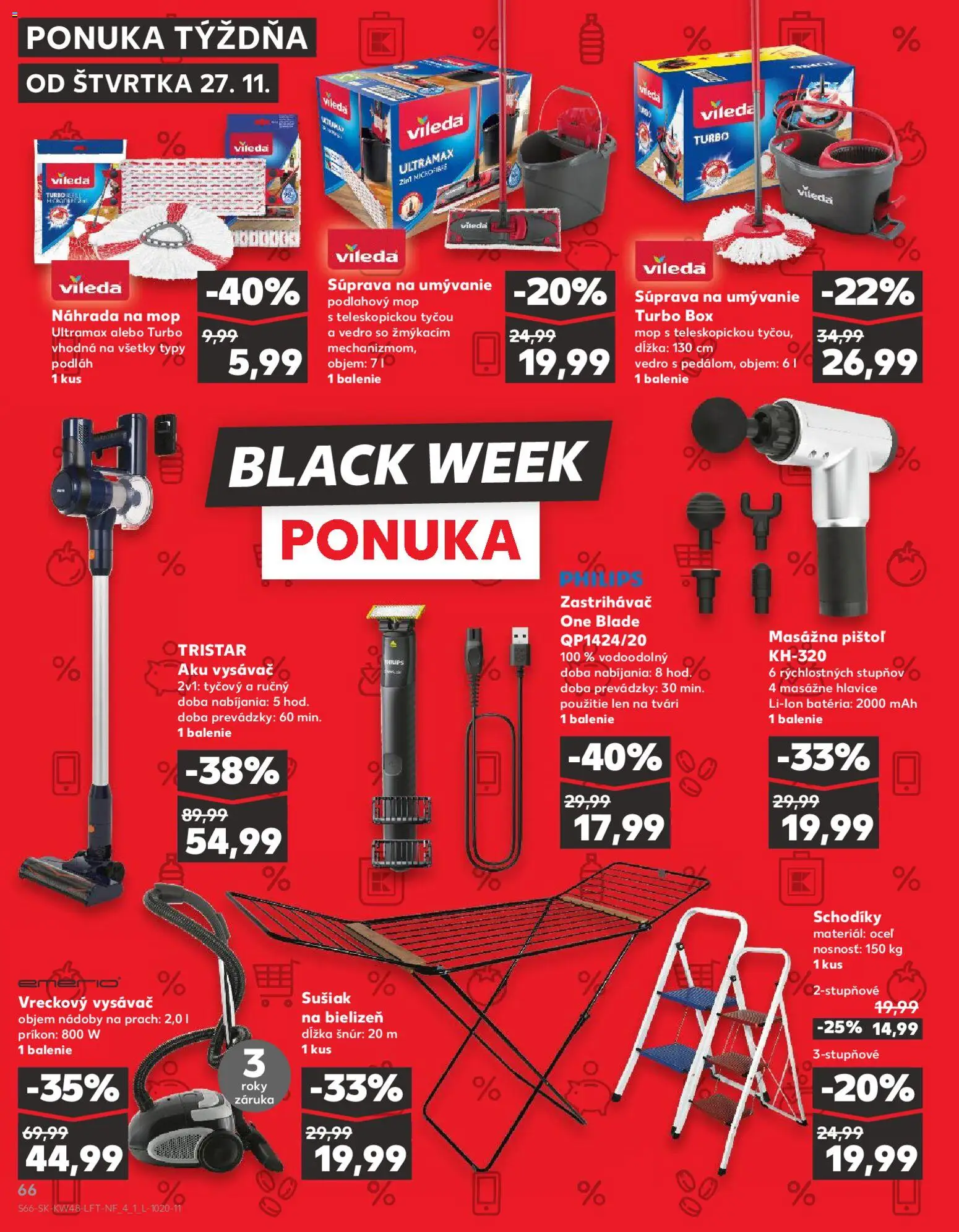 Náhľad Kaufland letáku platného od 27.11.2025 - Vysávač, Mop, One blade, Batéria, Aku vysávač, Aku