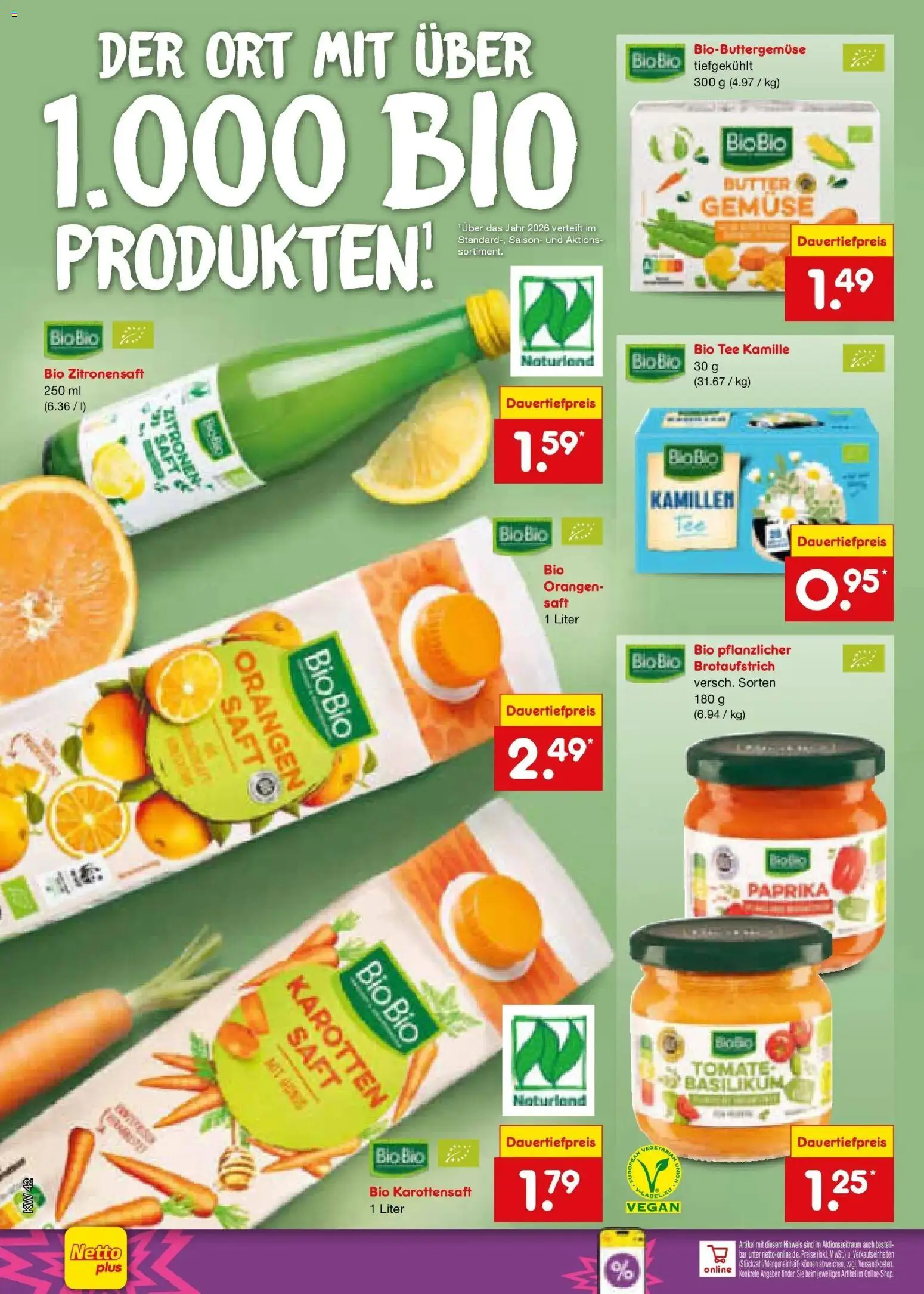Vorschau von dem Prospekt des Geschäftes Netto Marken-Discount, gültig ab dem 12.10.2026 - Butter, Tee, Gemüse, Paprika, Zitronen, Saft, Orangen