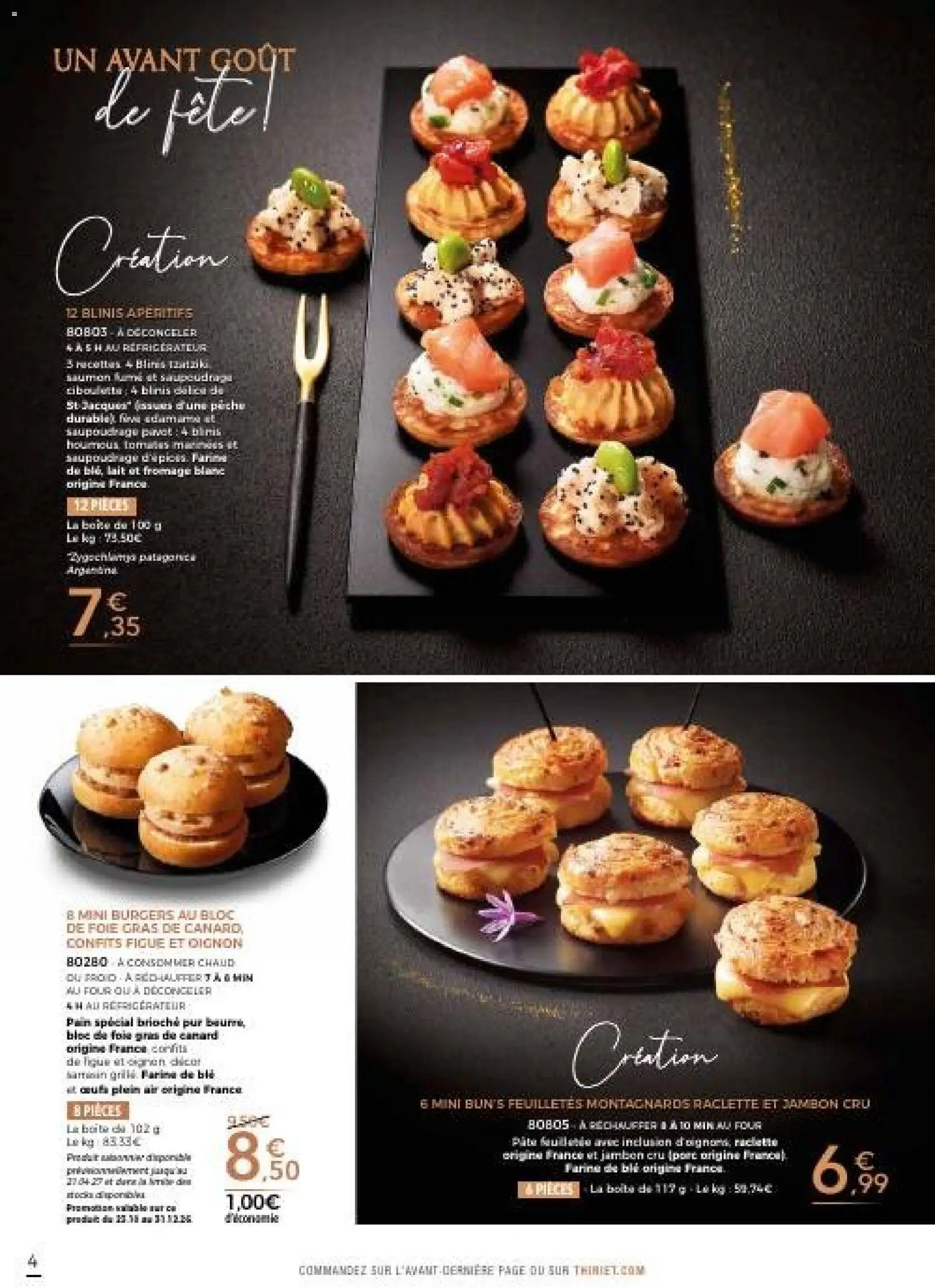 Prévisualisation de Thiriet catalogue livraison à domicile du magasin Thiriet formulaire valide 23/10/2026 - Canard, Brioche, Lait, Oignon, Jambon, Blinis, Foie Gras de Canard, Bloc de foie gras