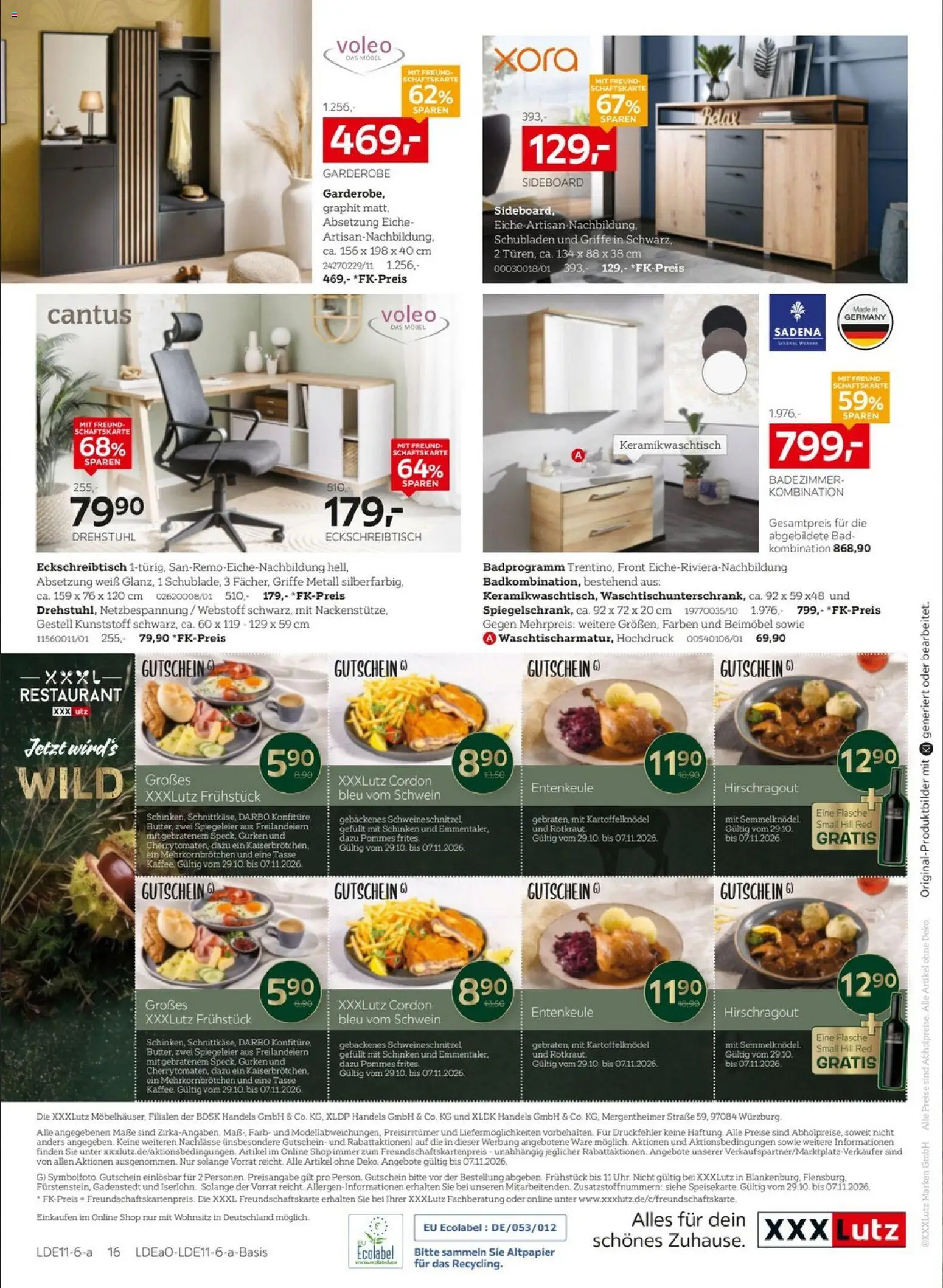 Vorschau von dem Prospekt des Geschäftes XXXLutz, gültig ab dem 24.10.2026 - Sideboard, Bad, Pommes, Gurken, Pommes frites, Schinken