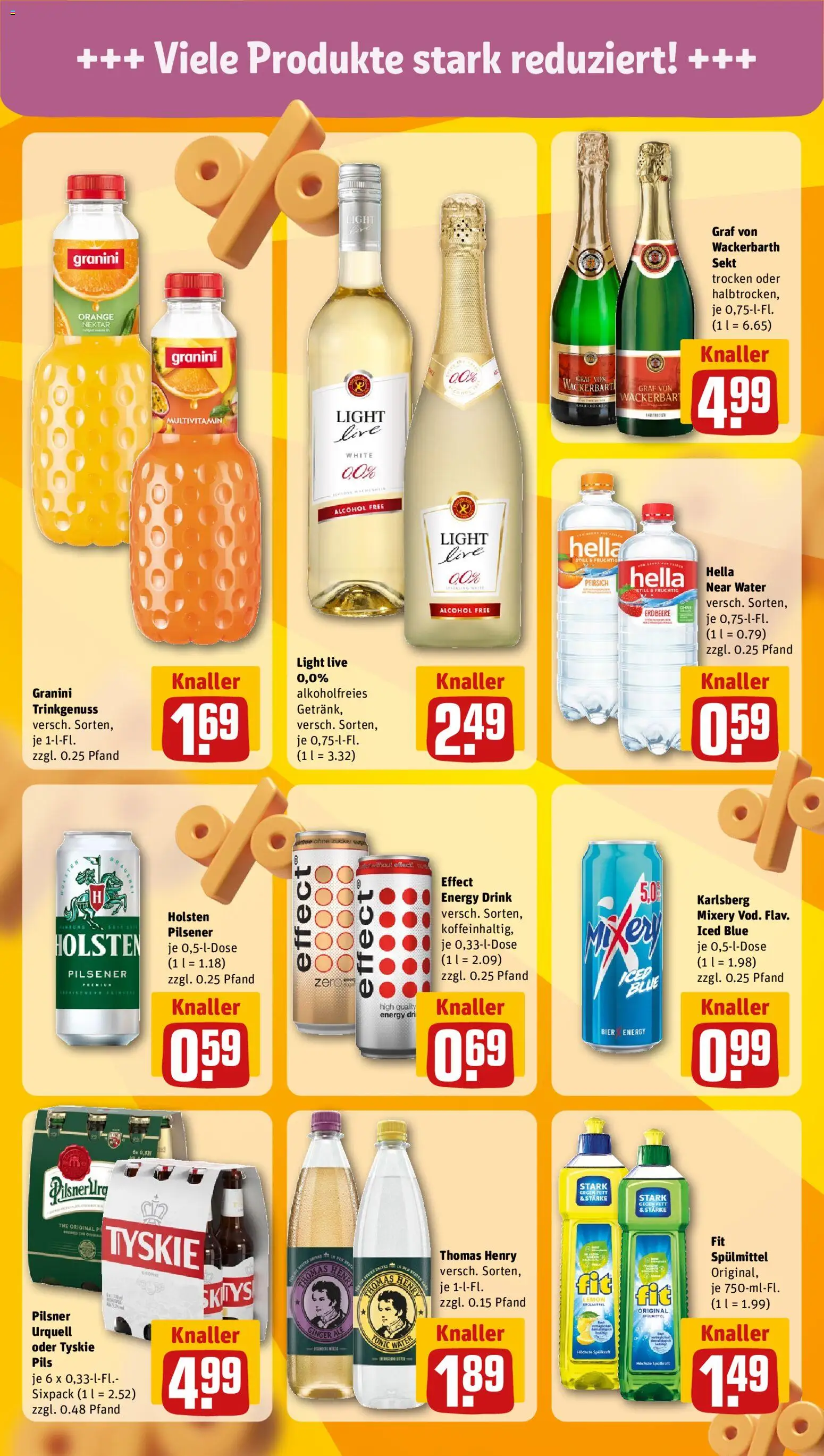 Vorschau von dem Prospekt des Geschäftes Rewe, gültig ab dem 07.09.2026 - Bier, Pfirsich, Zucker, Sekt, Hella, Granini, Mixery, Pils
