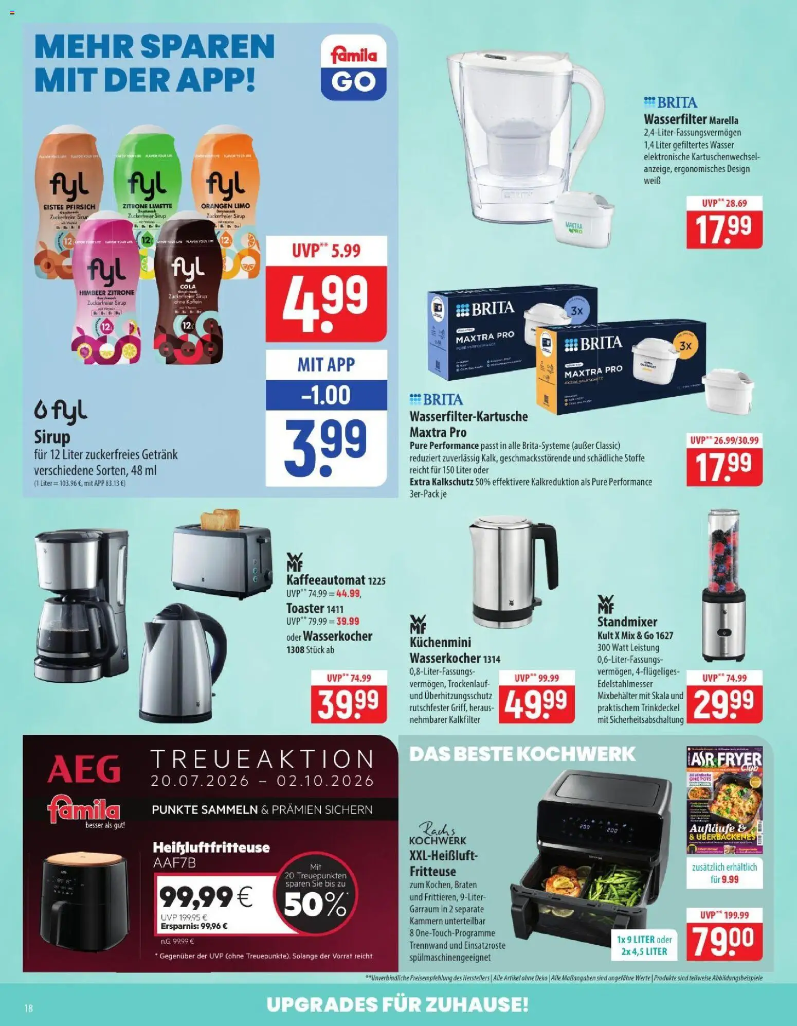 Vorschau von dem Prospekt des Geschäftes Famila, gültig ab dem 07.09.2026 - Wasser, Wasserkocher, Cola, Toaster, Pfirsich, Zitrone, Limette, Fritteuse
