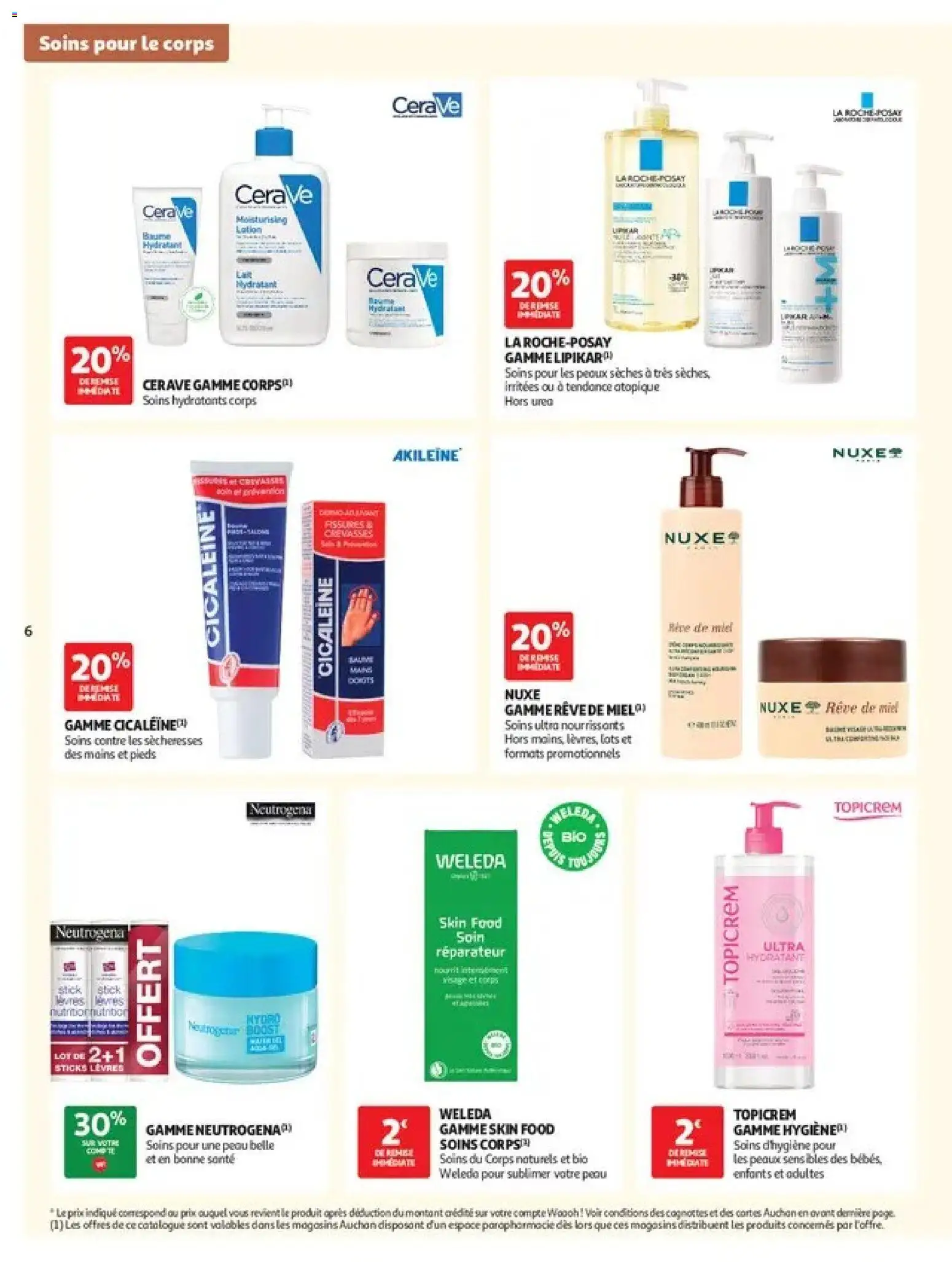 Prévisualisation de Auchan Parapharmacie, beauté du magasin Auchan formulaire valide 27/10/2026 - Body, Miel, Livres, Hygiène, La Roche-Posay