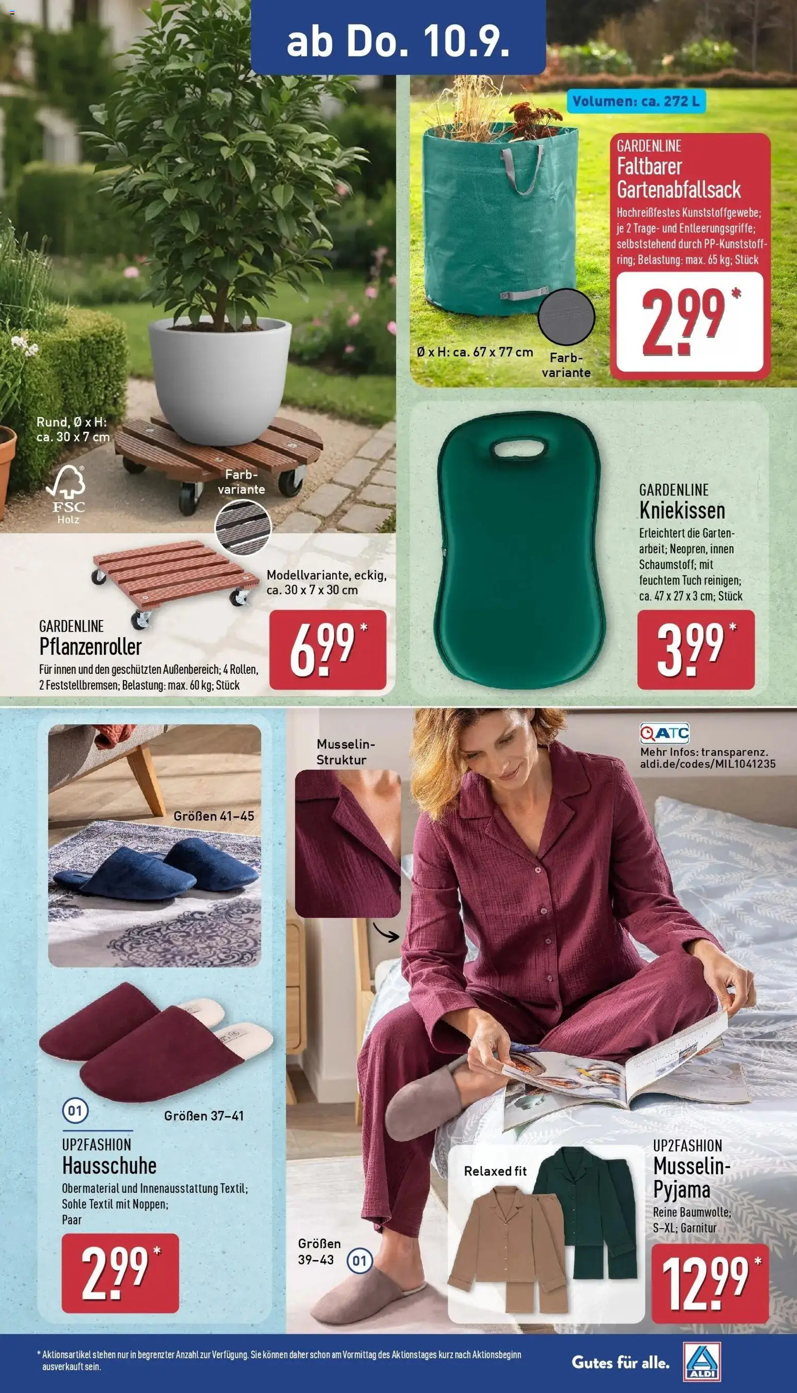 Vorschau von dem Prospekt des Geschäftes Aldi, gültig ab dem 07.09.2026 - Pyjama, Hausschuhe, Up2fashion