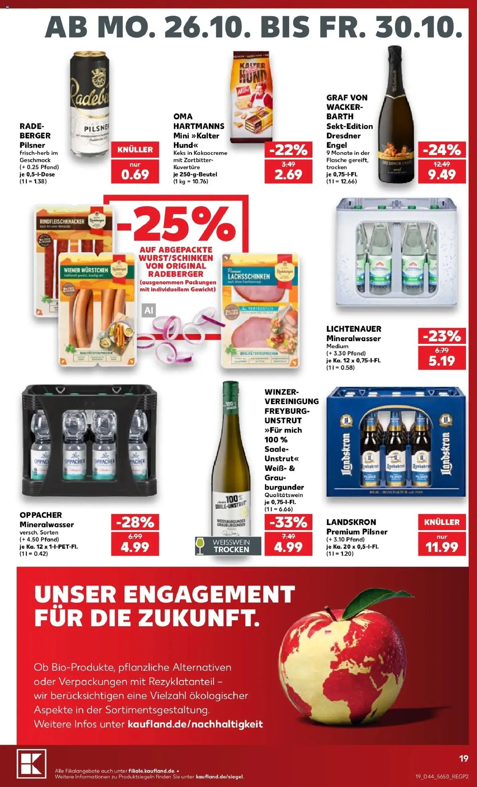 Vorschau von dem Prospekt des Geschäftes Kaufland, gültig ab dem 26.10.2026 - Mineralwasser, Gewicht, Weißwein, Wiener wurstchen