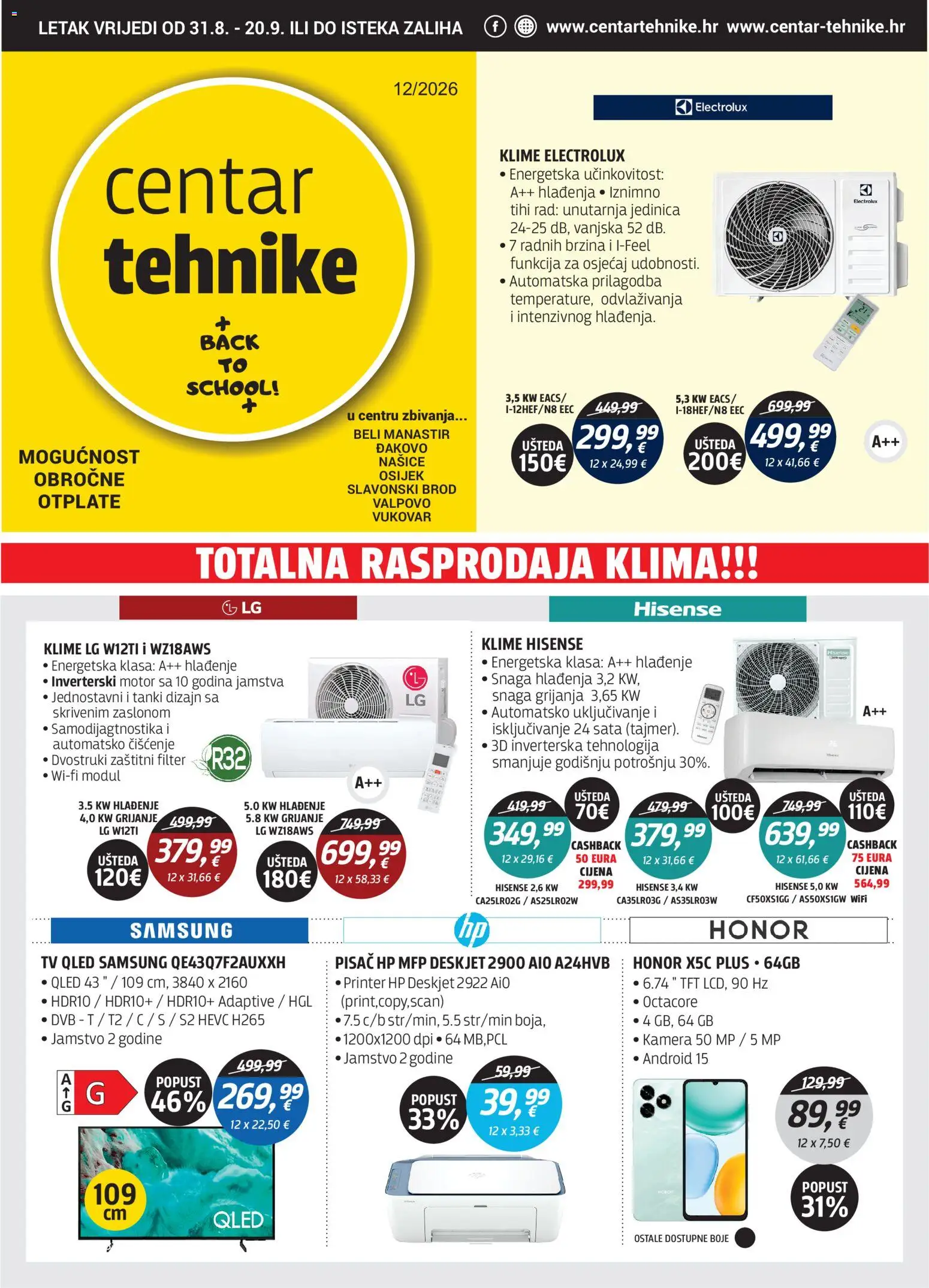 Pregled letka Centar Tehnike Katalog trgovine Centar Tehnike vrijedi od 31.08.2026