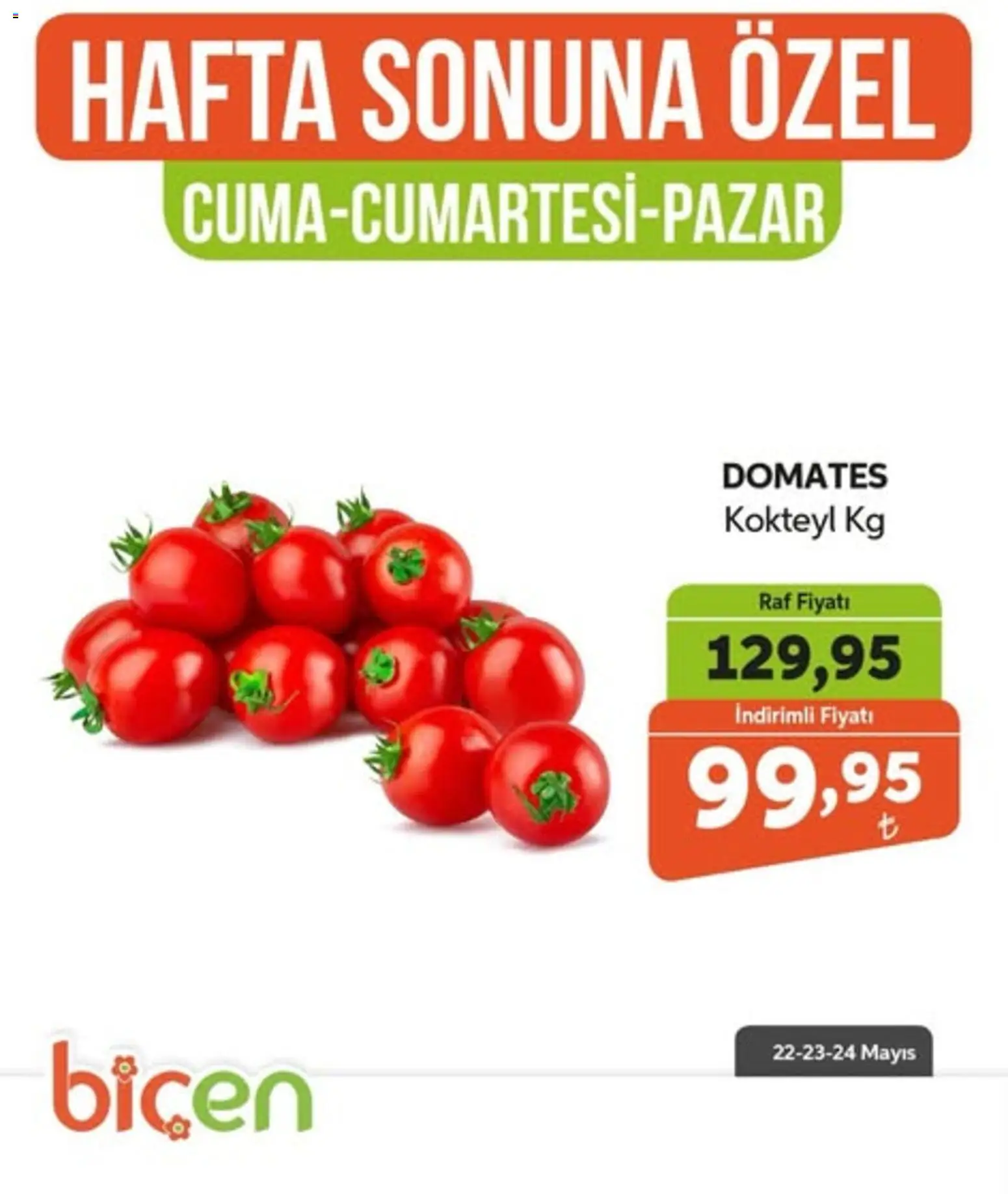 Biçen Market Biçen Market - Hafta Sonuna Özel - Sebze İndirimi 22.05.2026 - Broşürünün önizlemesi