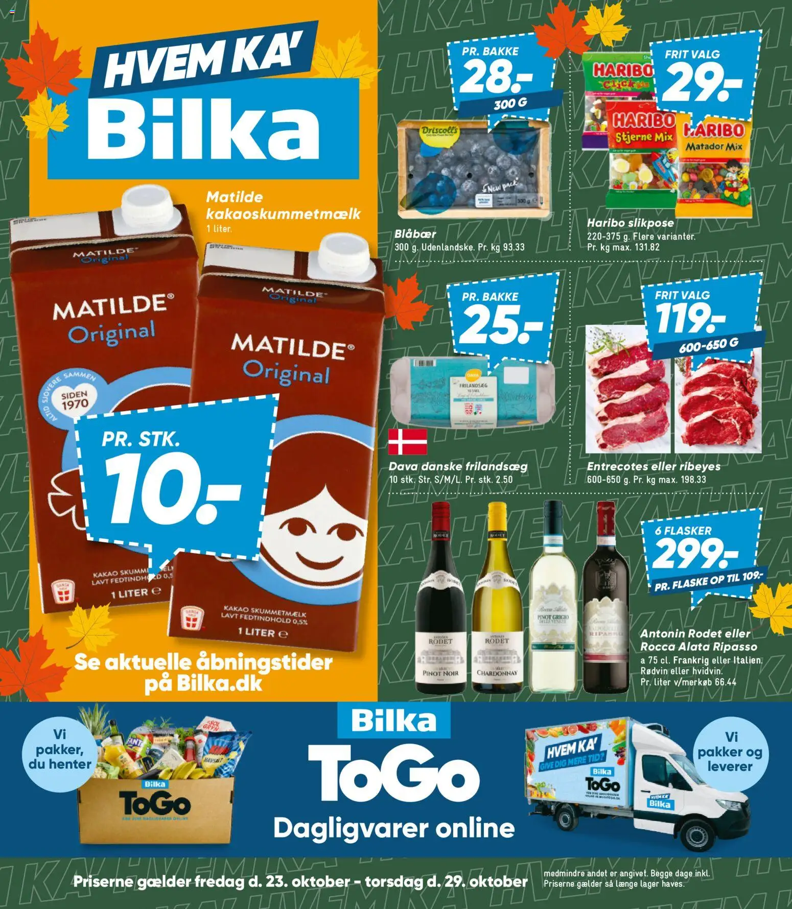 Eksempel på tilbudsavis Bilka - Tilbudsavis uge 44 fra butik Bilka gyldig fra 23/10/2026 - Dagligvarer, Blåbær, Kakao, Rødvin, Hvidvin