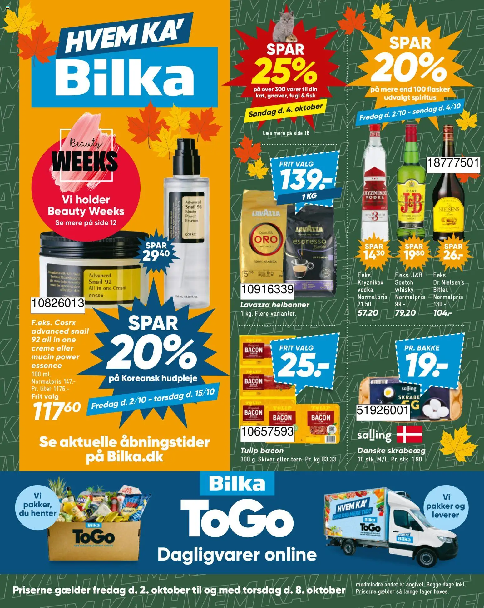 Eksempel på tilbudsavis Bilka - Tilbudsavis fra butik Bilka gyldig fra 02/10/2026 - Fisk, Dagligvarer, Vodka, Whisky, Bacon, Creme