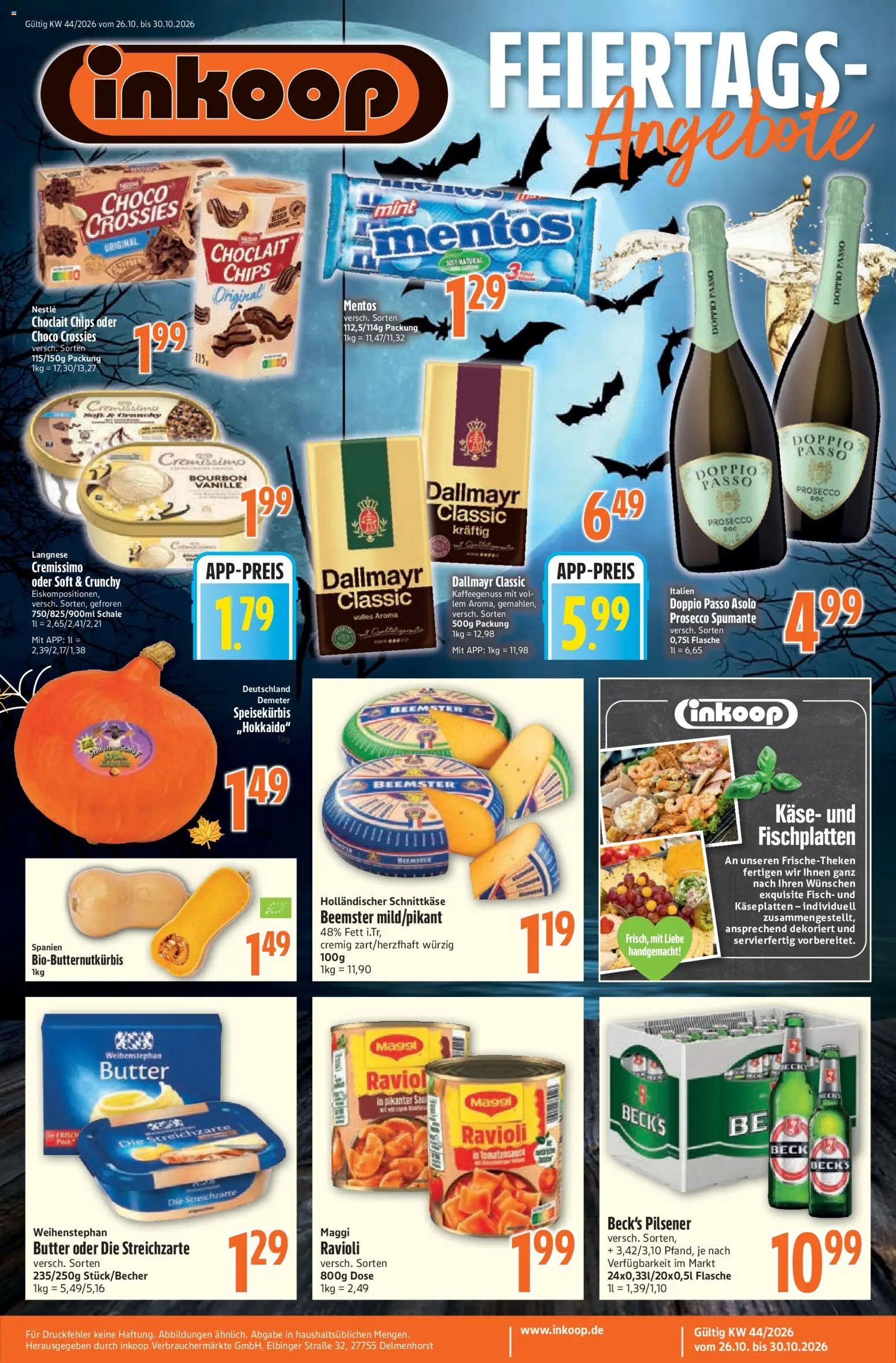 Vorschau von dem Prospekt des Geschäftes Inkoop, gültig ab dem 26.10.2026 - Chips, Butter, Käse, Maggi, Dallmayr, Bourbon, Langnese, Weihenstephan butter