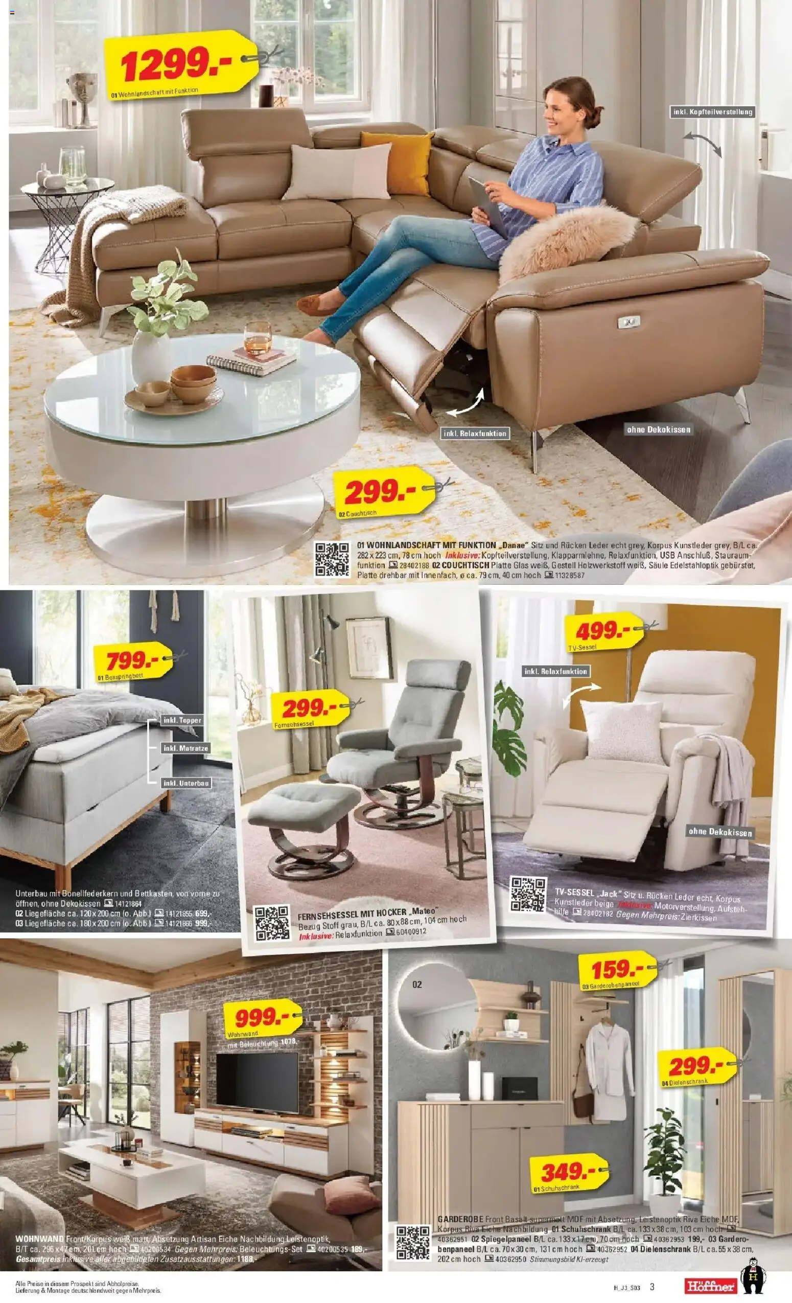 Vorschau von dem Prospekt des Geschäftes Höffner, gültig ab dem 26.08.2026 - Boxspringbett, Matratze, Wohnwand, Wohnlandschaft, Hocker, USB, Fernsehsessel, Topper