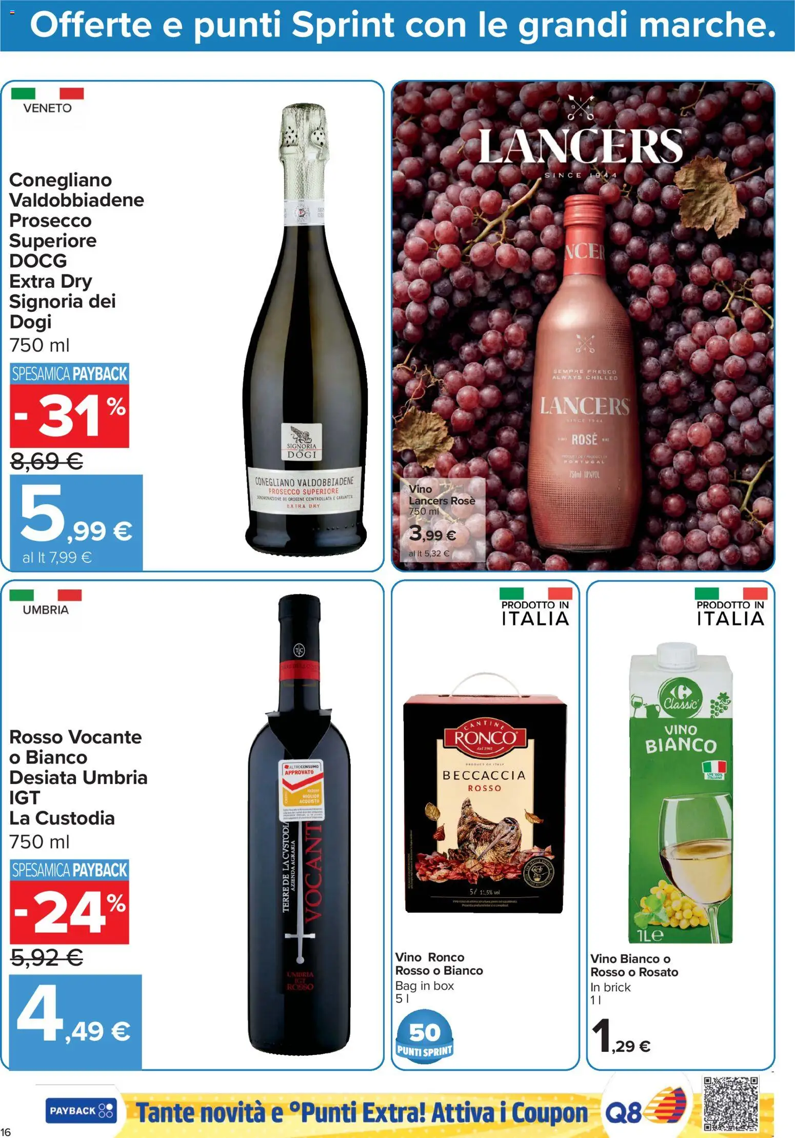 Anteprima dell'opuscolo Carrefour volantino Iper - Punti Sprint Payback dal negozio Carrefour valido da 23/10/2026 - Vino, Prosecco, Vino bianco