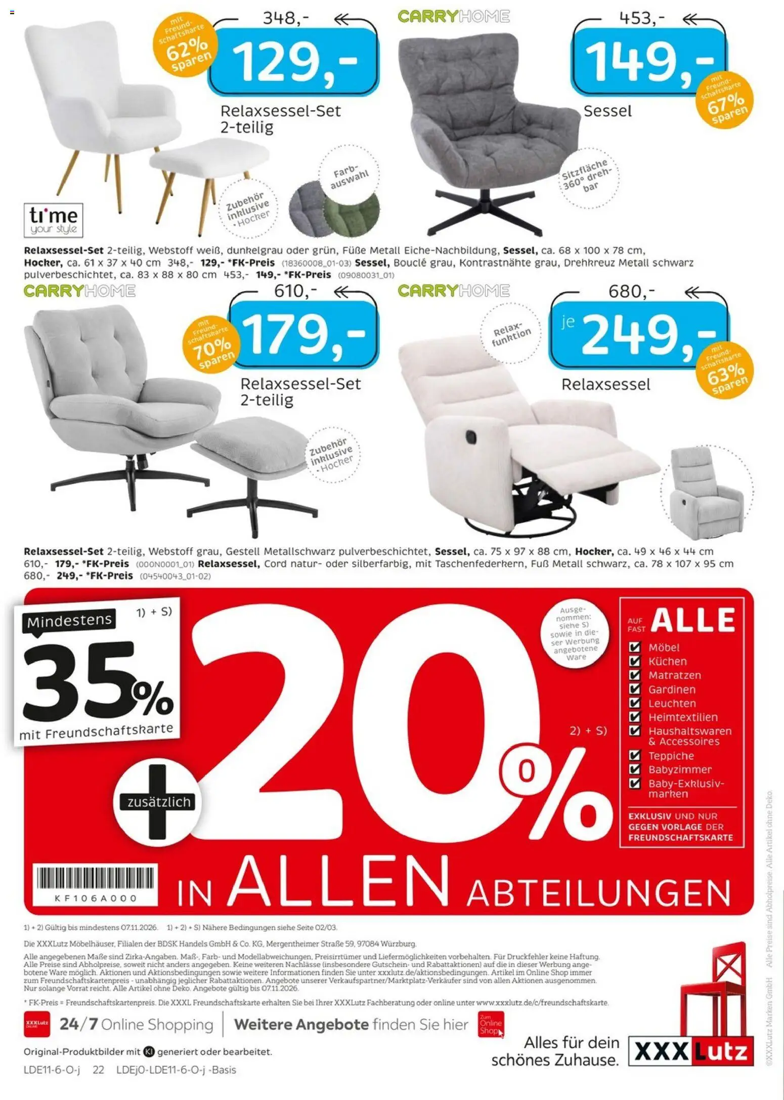 Vorschau von dem Prospekt des Geschäftes XXXLutz, gültig ab dem 24.10.2026 - Kuchen, Sessel, Relaxsessel, Hocker