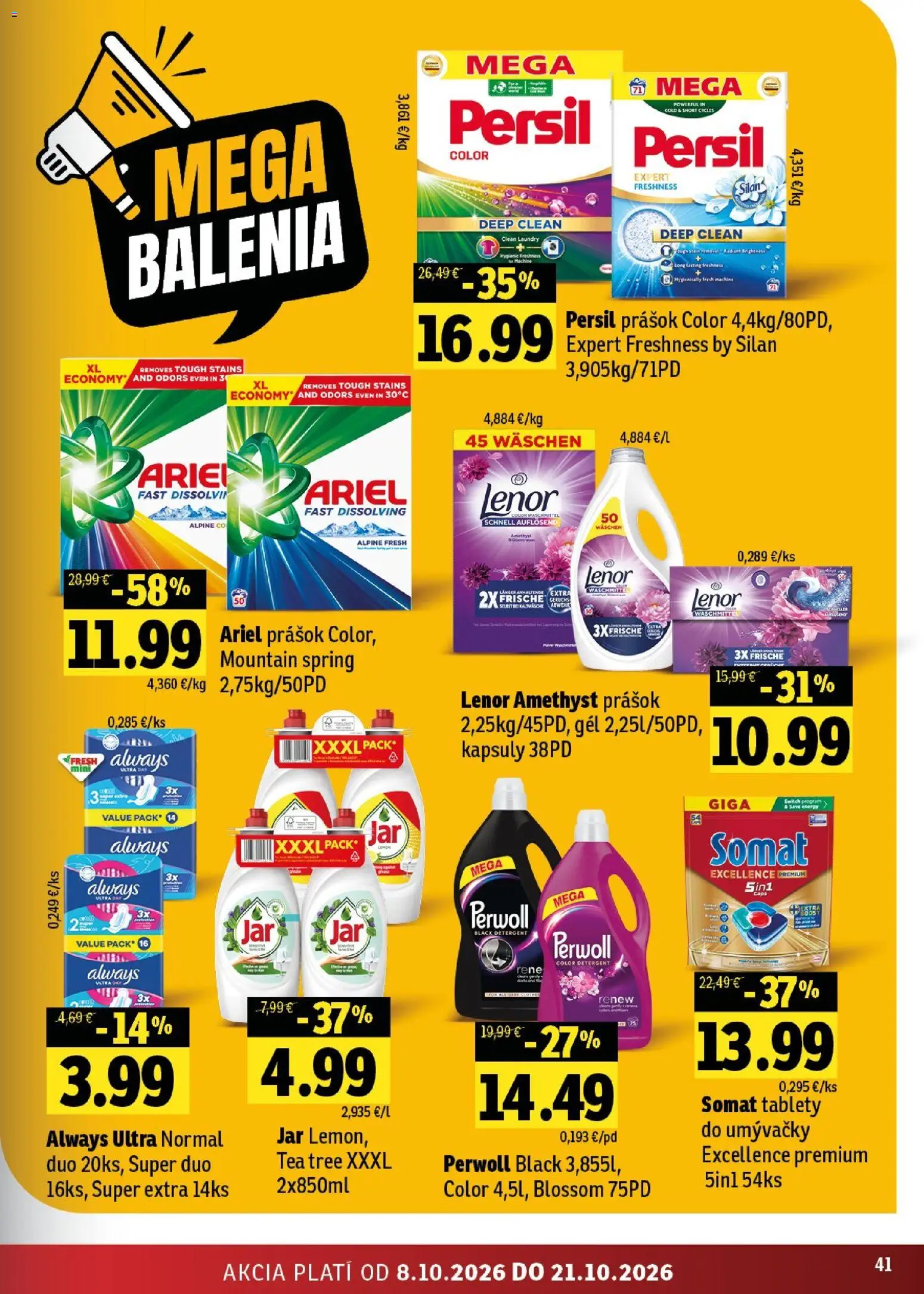Náhľad Fresh letáku platného od 08.10.2026 - Jar, Ariel, Persil, Perwoll, Lenor, Silan