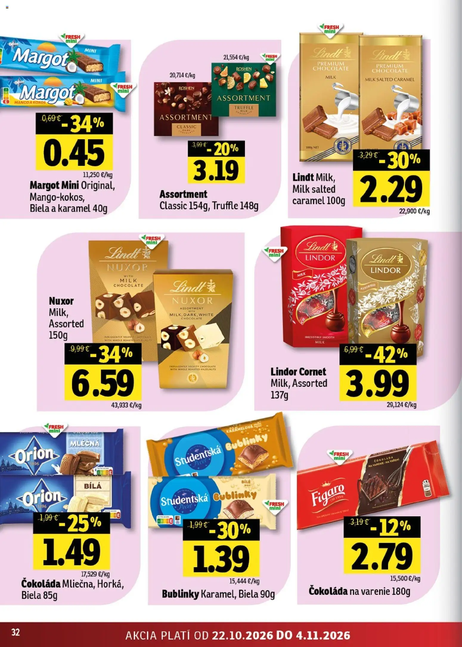 Náhľad Fresh letáku platného od 22.10.2026 - Mango, Čokoláda, Lindt, Kokos, Čokoláda na varenie, Lindor