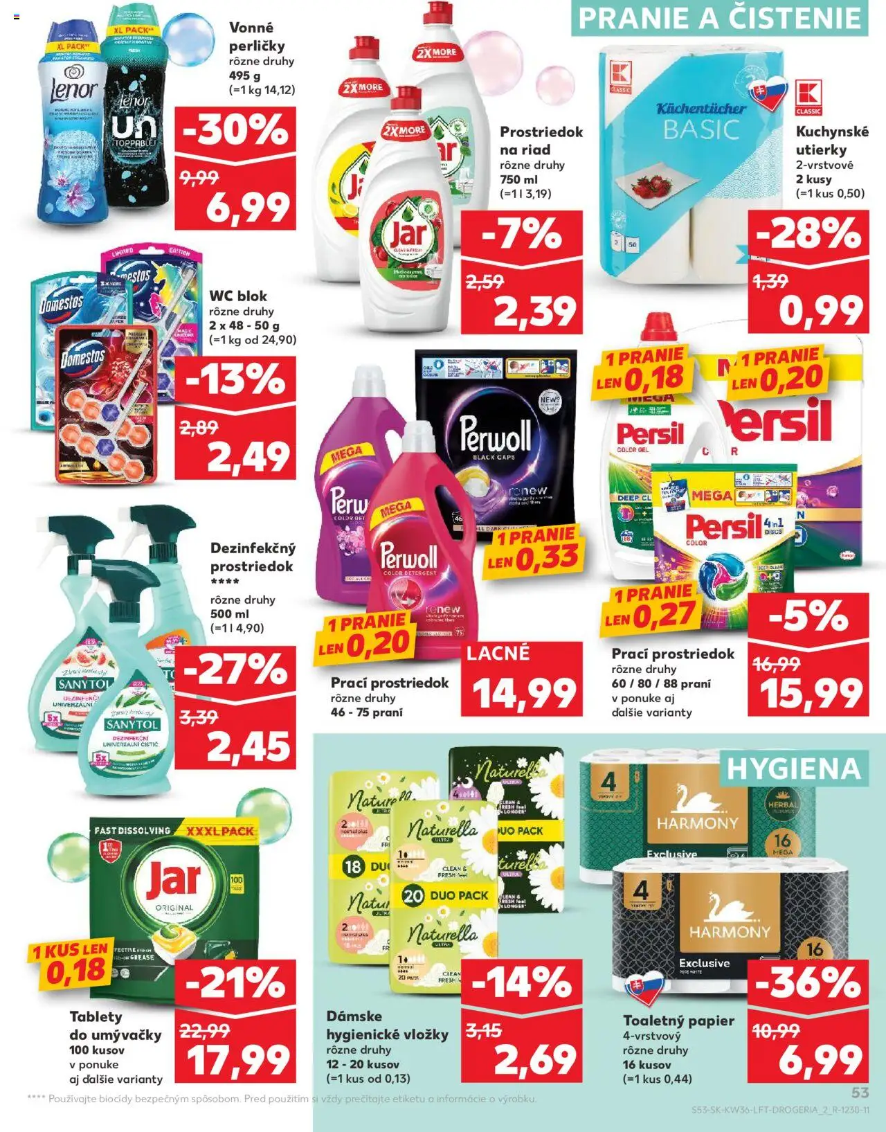 Náhľad Kaufland letáku platného od 04.09.2025 - Wc, Toaletný papier, Sanytol, Persil, Perwoll, Domestos, Lenor, Wc blok