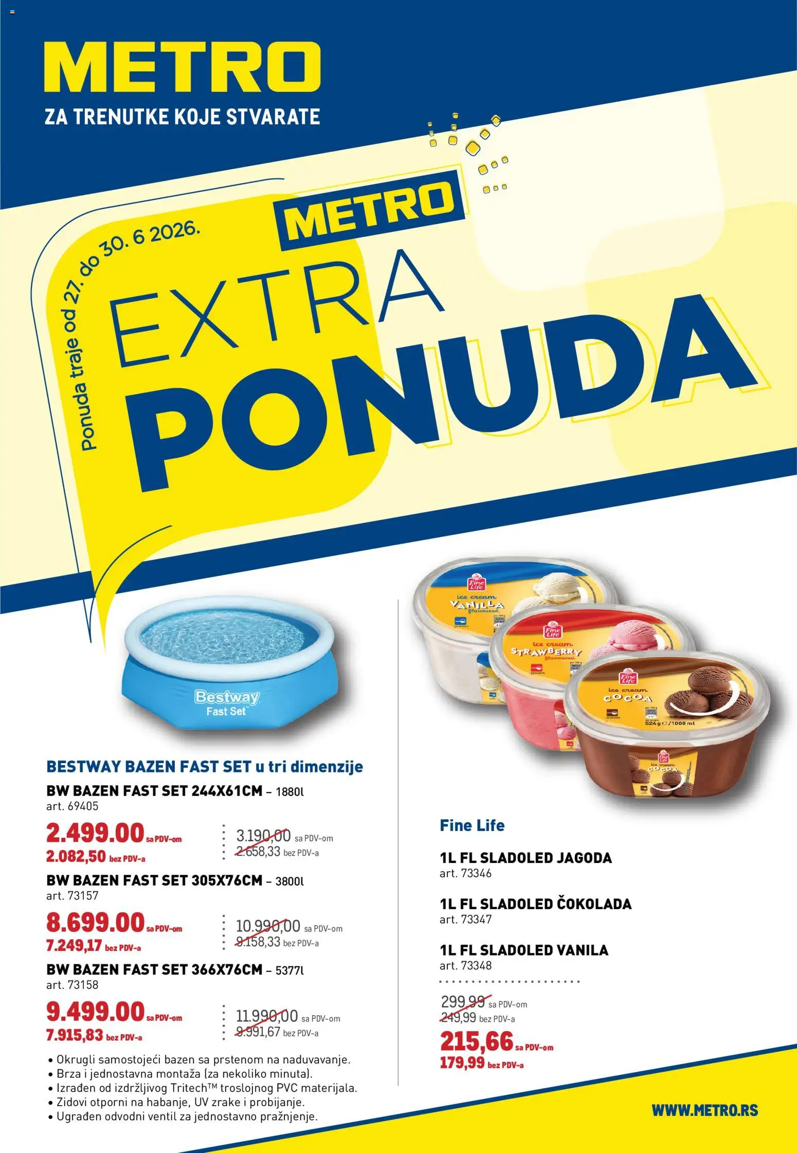 Pregled Metro kataloga - važi od 27.06.2026 - Sladoled, Čokolada, Jagoda, Vanila
