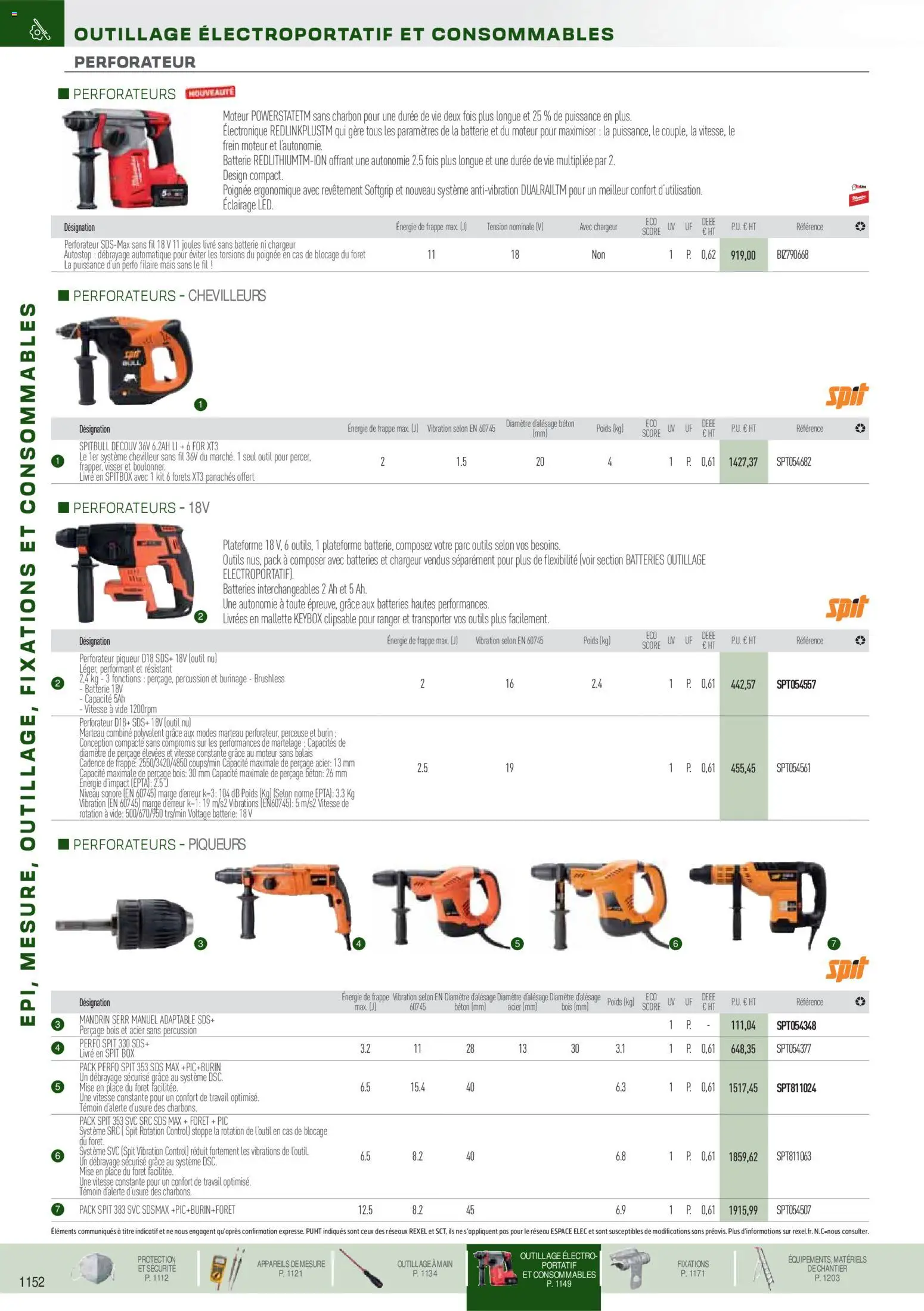 Prévisualisation de Brochure EPI, mesure, outillage, fixations et consommables du magasin Rexel formulaire valide 18/11/2025 - Livre, Mais, Perceuse, Outils, Poids, Marteau, Éclairage, Burin