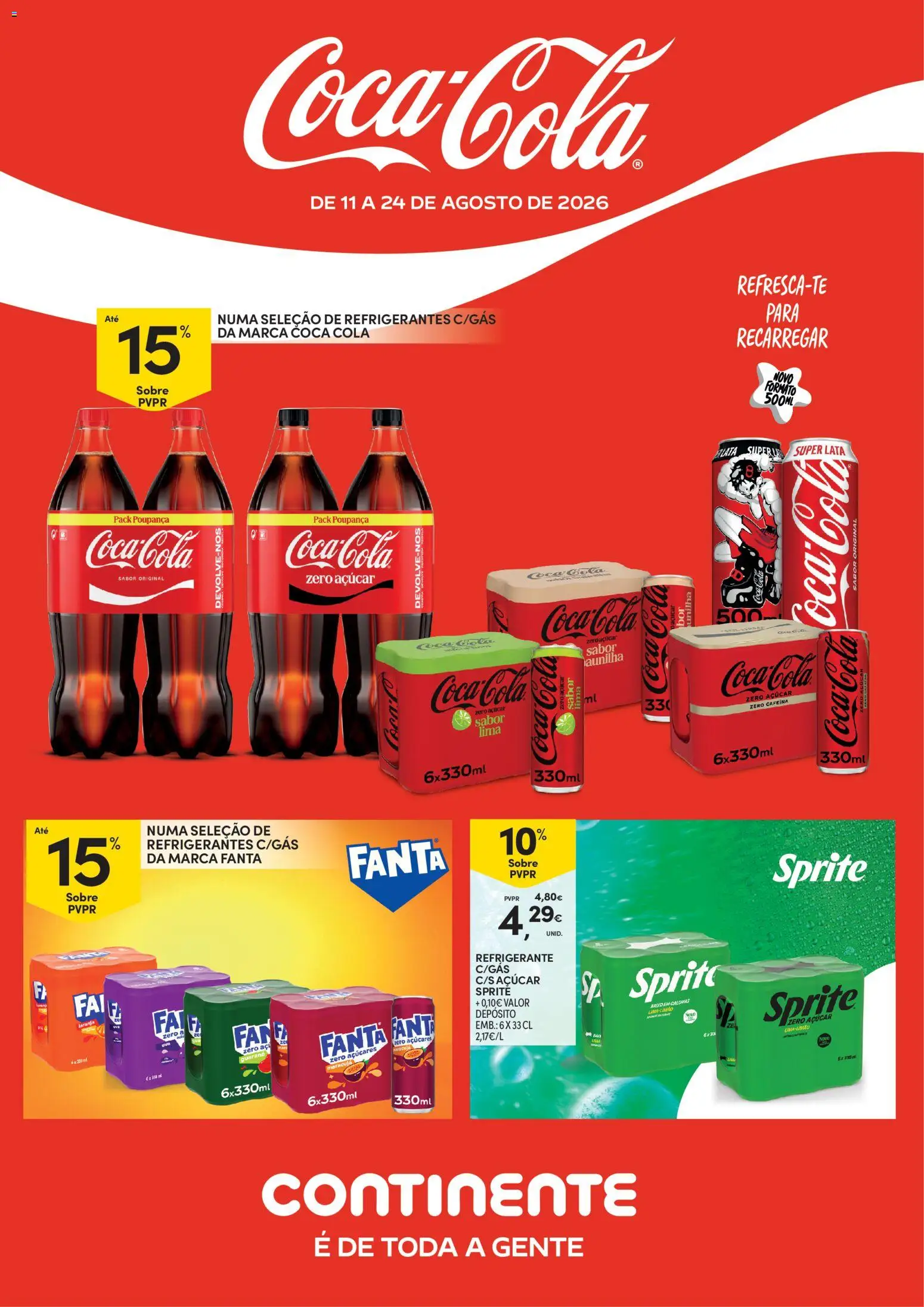 Pré-visualização do folheto da loja Continente válida a partir de 11/08/2026 - Açúcar, Lima, Fanta, Sprite, Refrigerante