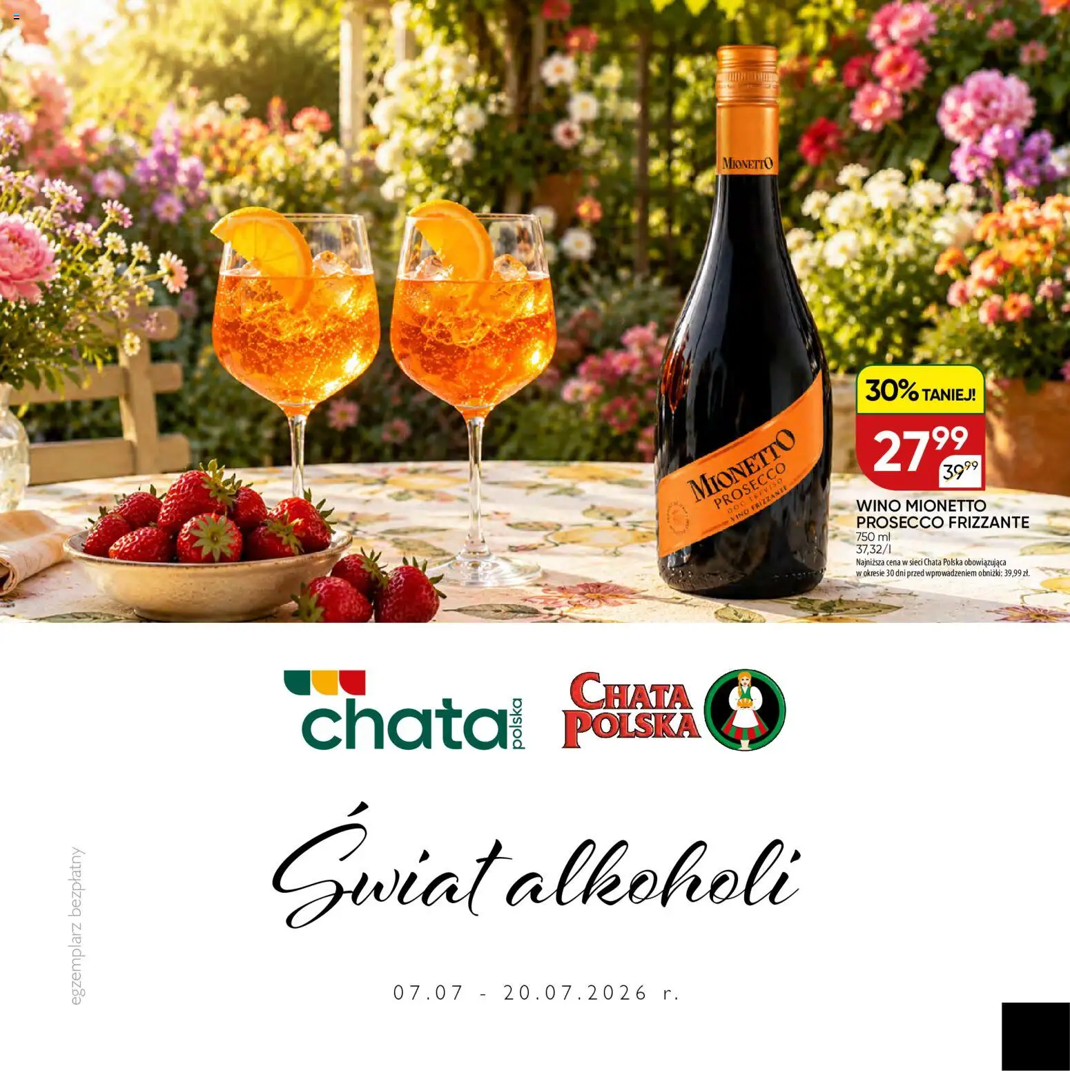 Pogląd gazetki "Chata Polska gazetka - Mocna Oferta" ze sklepu Chata Polska ważnej od 07.07.2026 - Prosecco, Wino, Mionetto prosecco, Prosecco wino