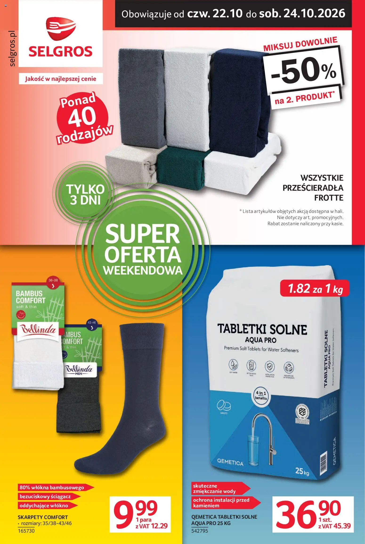 Pogląd gazetki "Selgros cash&carry gazetka - Oferta weekendowa" ze sklepu Selgros cash&carry ważnej od 22.10.2026 - Skarpety, Przescieradla
